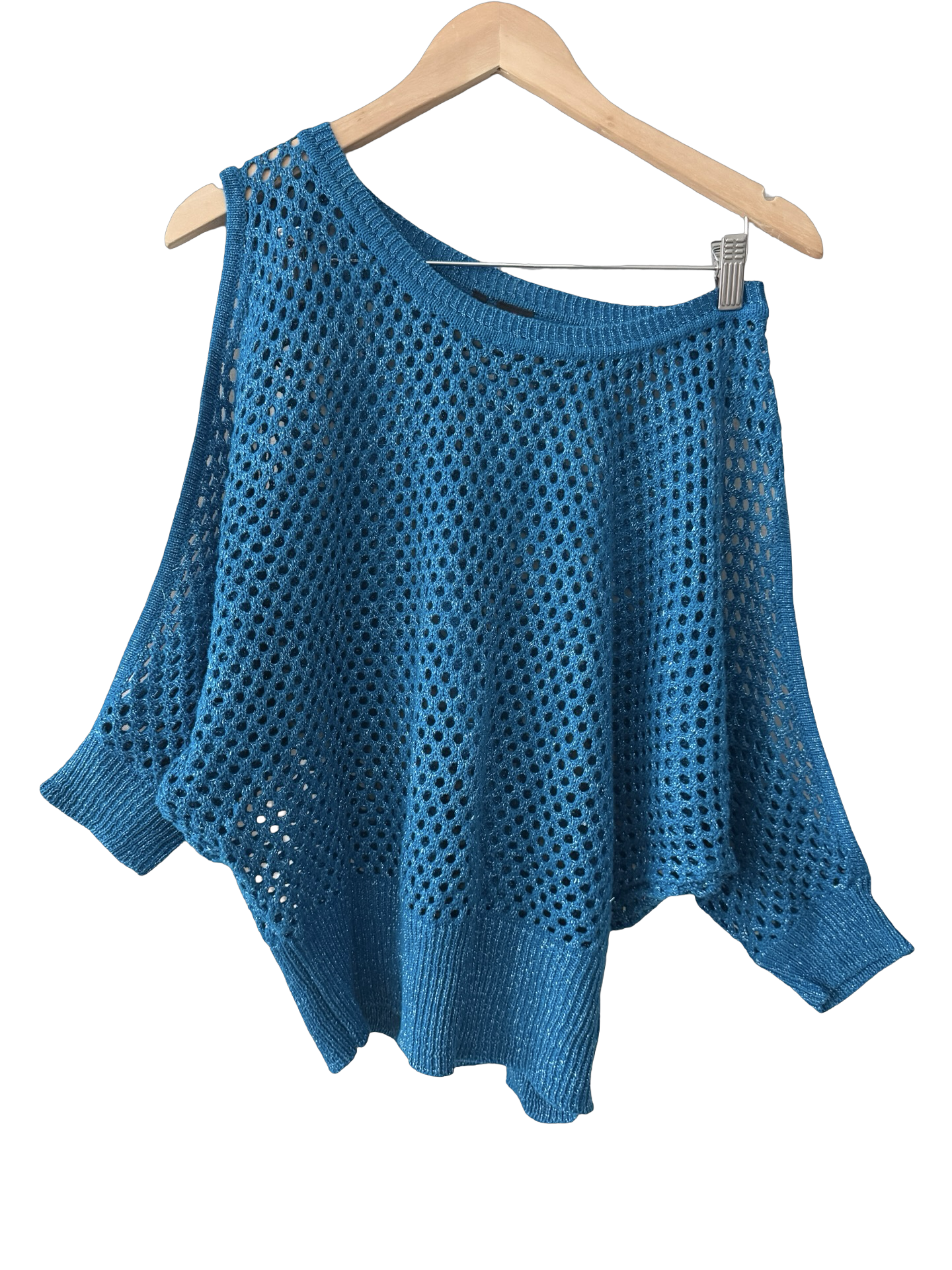 Vintage 90s Aqua Cold Shoulder Knit (M)