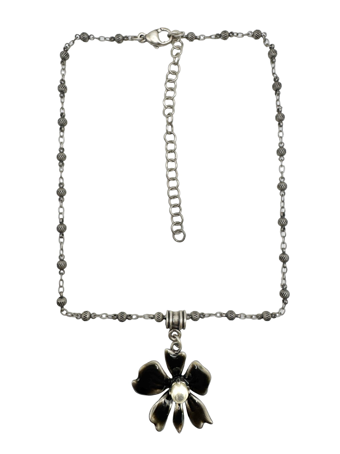 Vintage 90s Silver Orchid Necklace