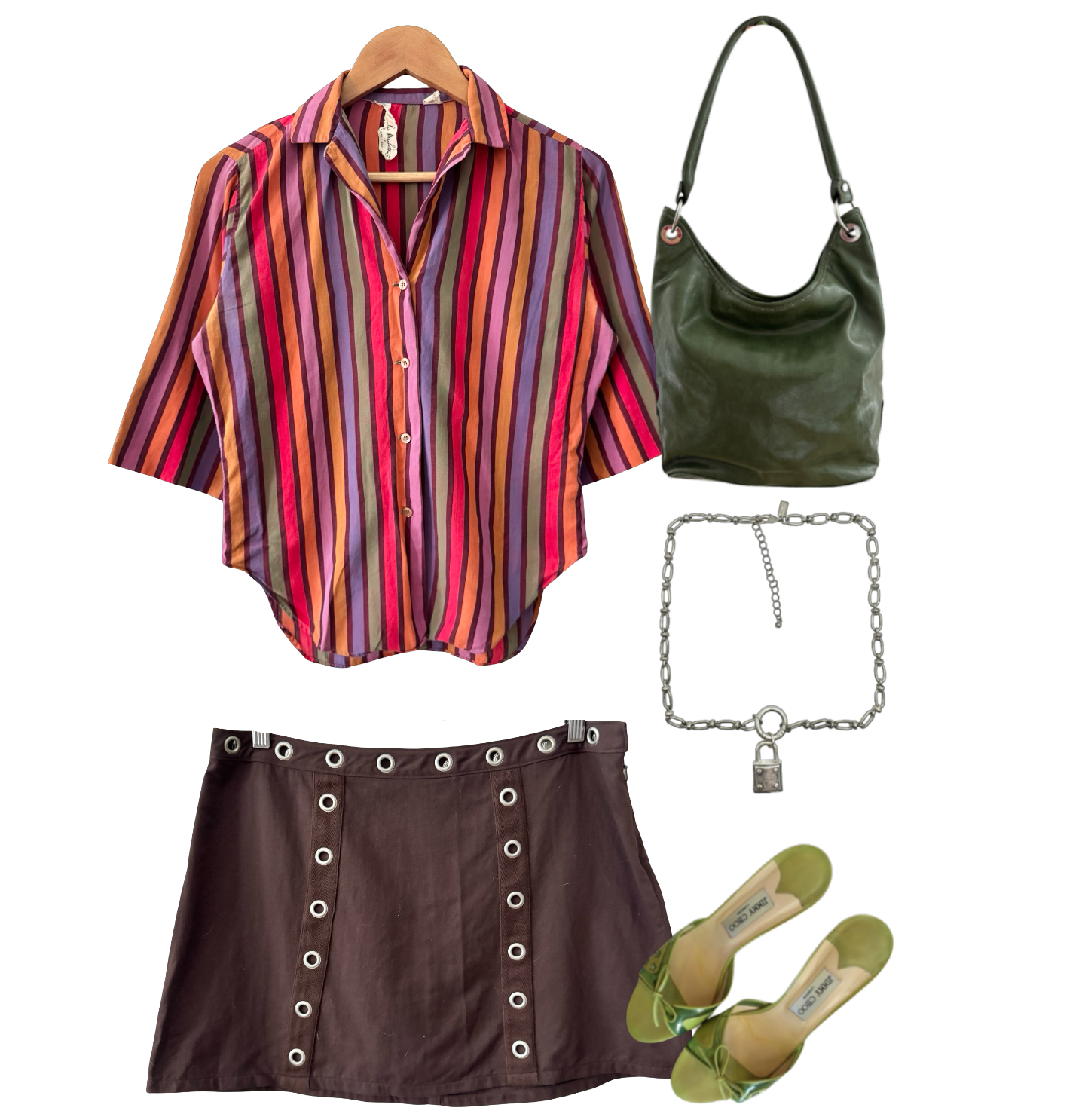 Vintage 80s Sunset Stripe Button-Up (S/M)