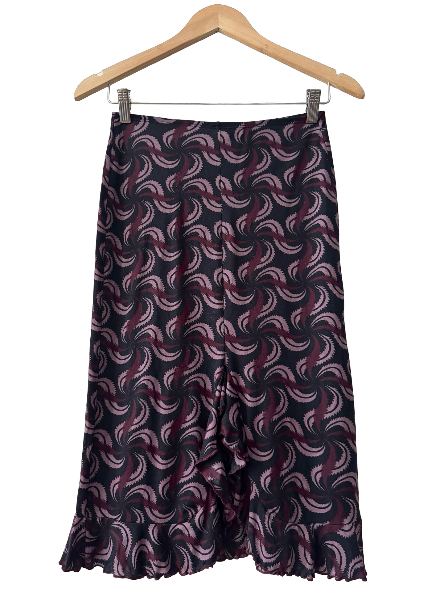Vintage 90s Trixie Plum Swirl Mesh Midi Skirt (S)