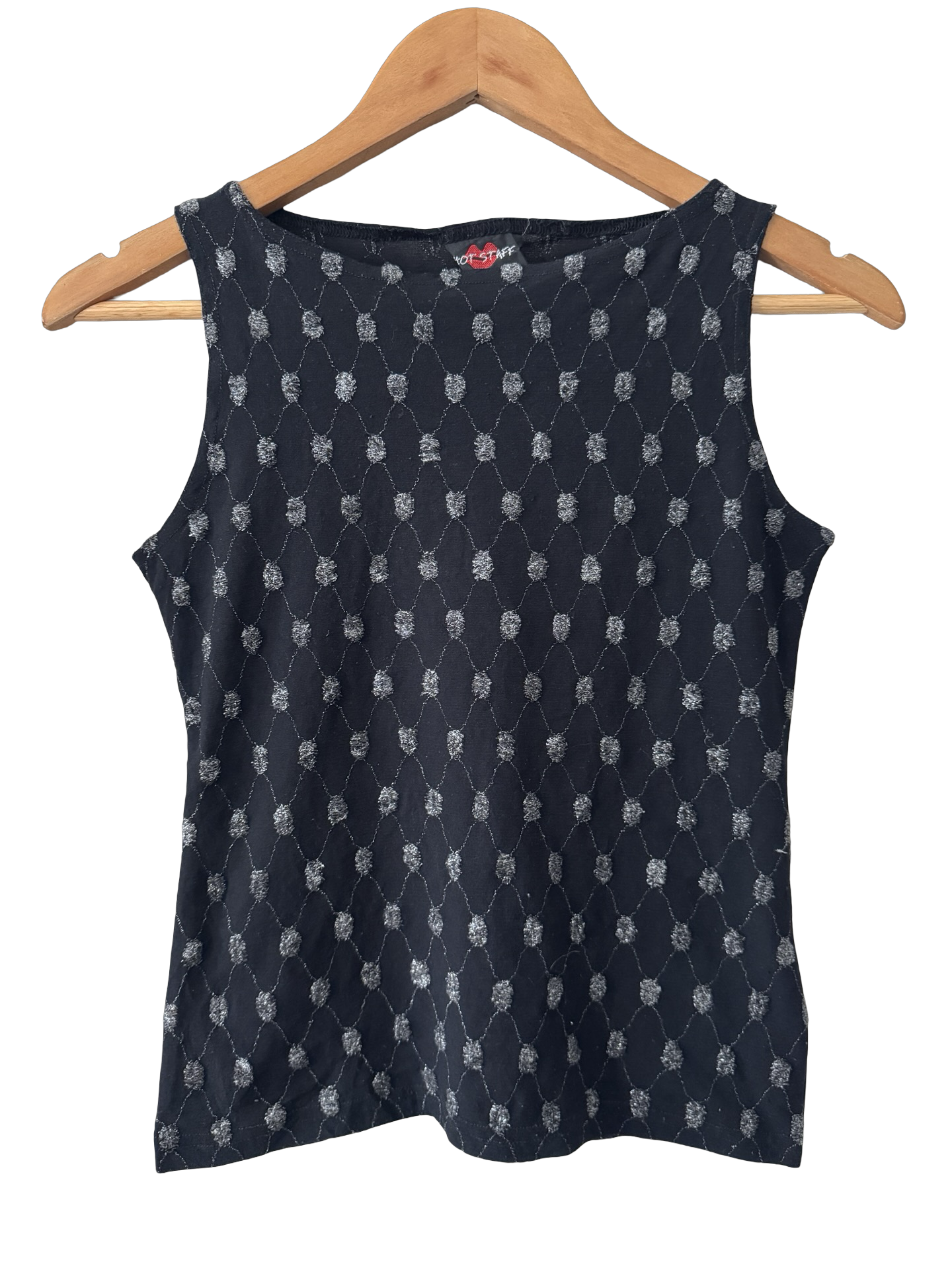 Vintage Y2K Hot Stuff Midnight Silver Dot Tank (S)