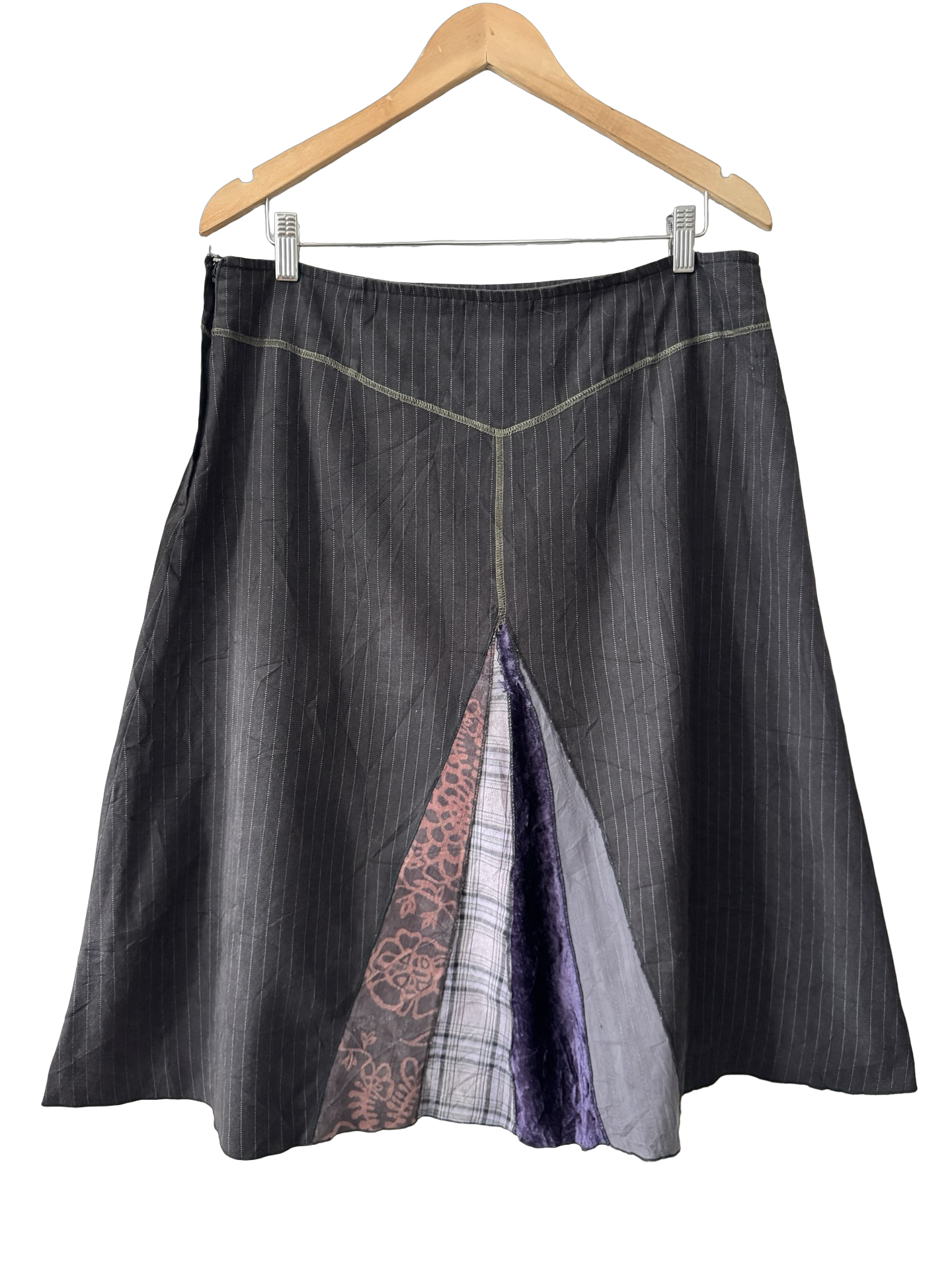 Vintage Y2K Midnight Garden Patchwork Skirt (L)