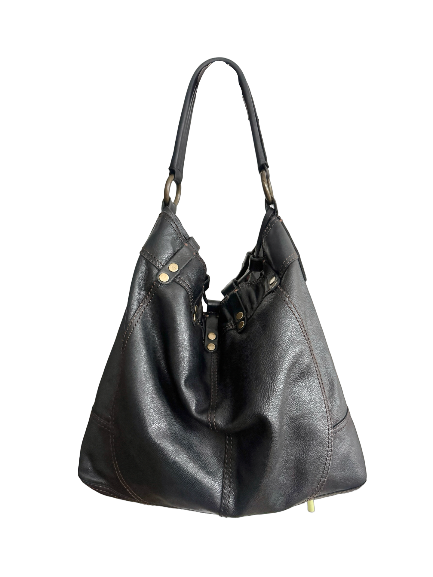 Vintage Y2K Lucky Brand Leather Drawstring Tote