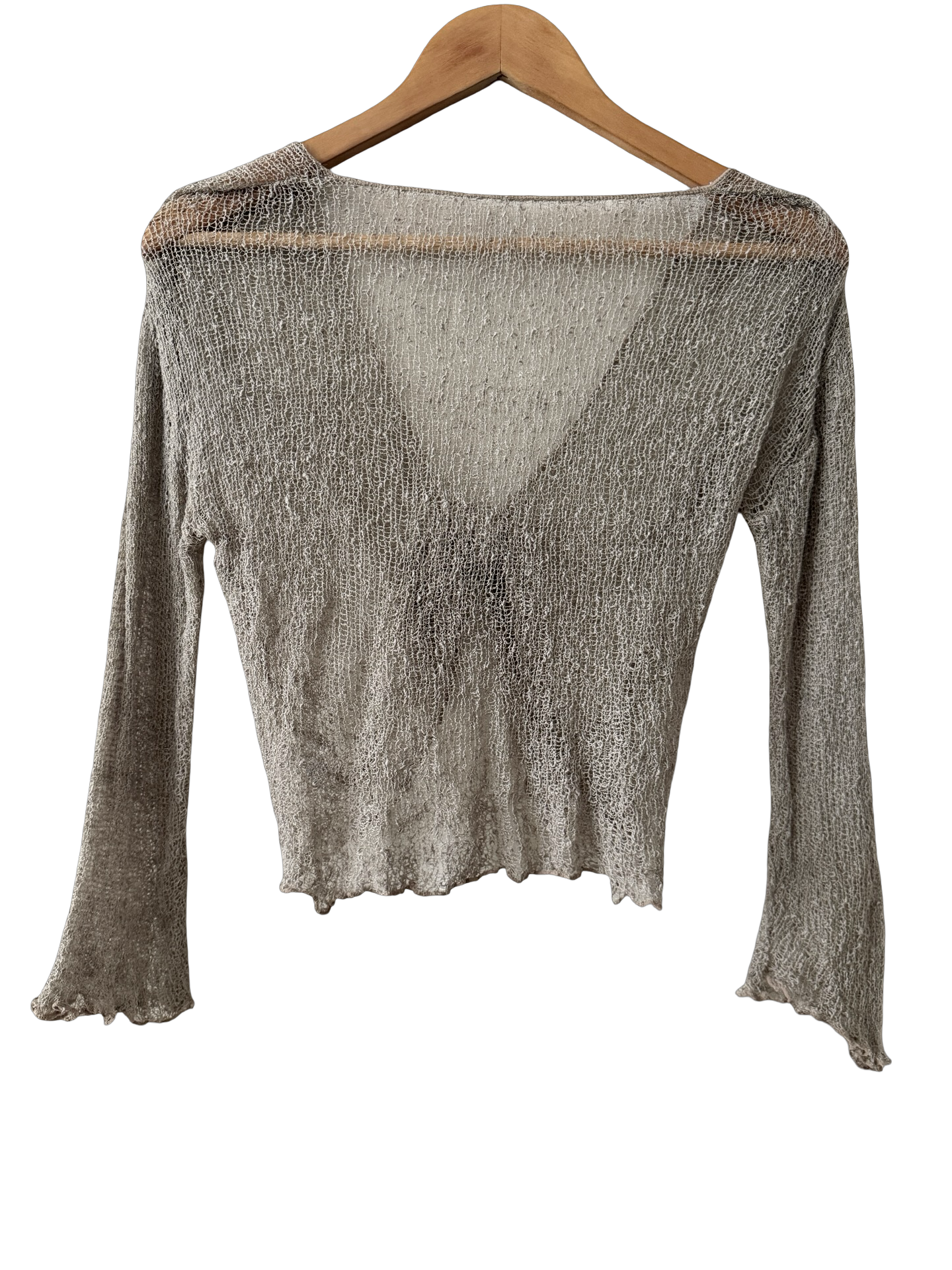 Vintage Y2K Gauzy Taupe Tie Top (one size)