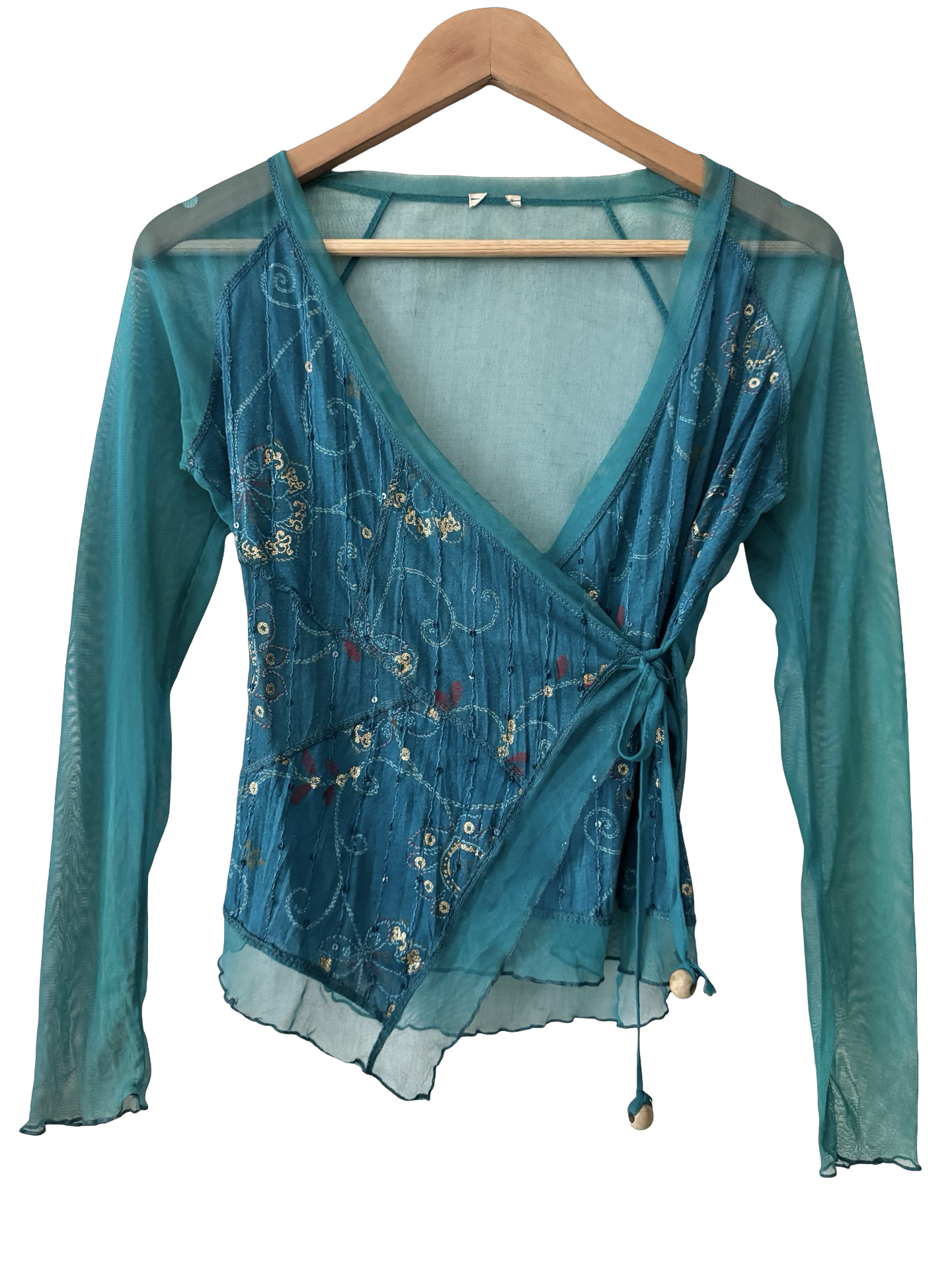 Vintage Y2K Mediterranean Nights Embellished Wrap Top (S/M)