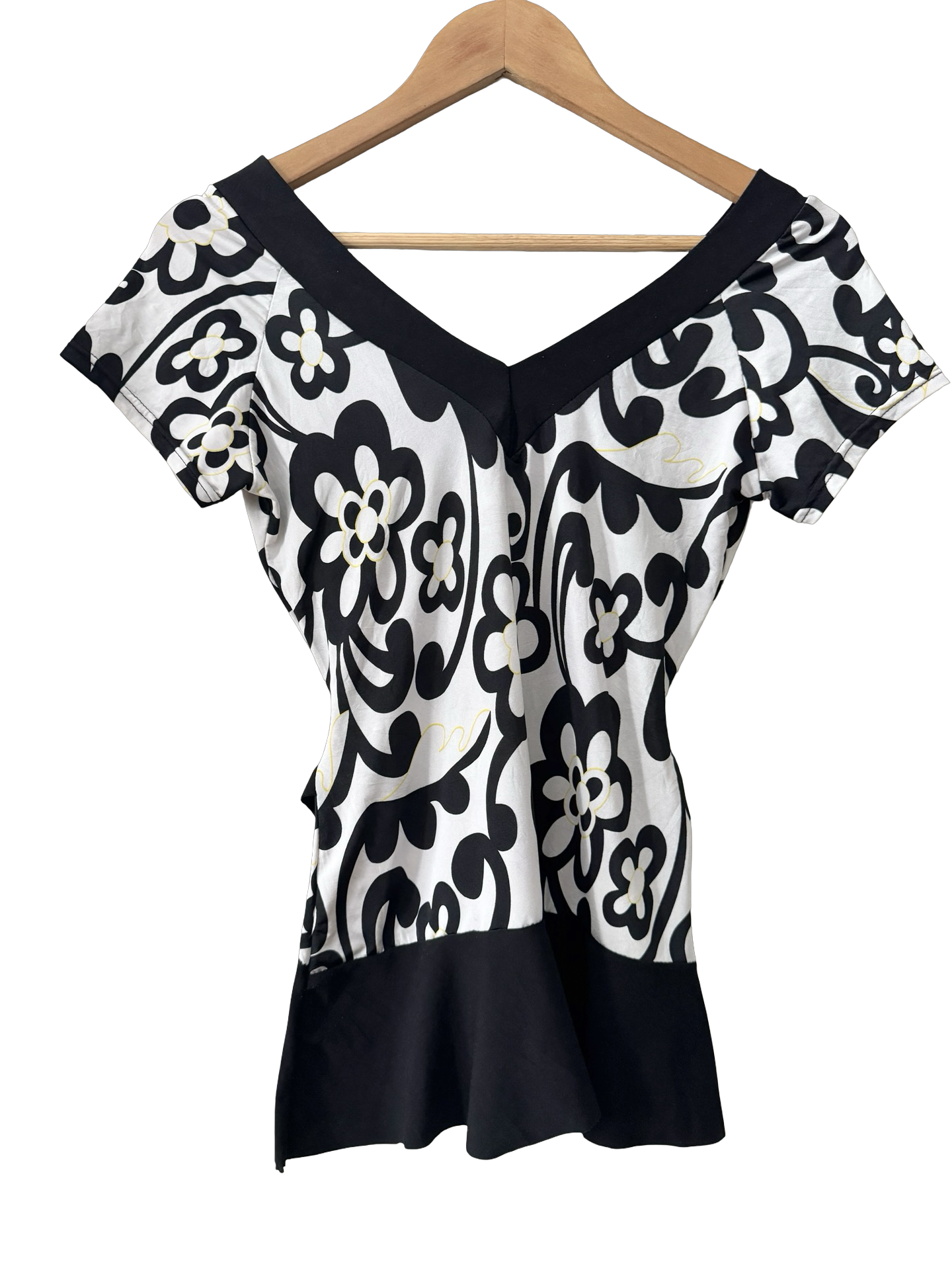 Vintage Y2K Mod Floral Ring Detail Top (S/M)