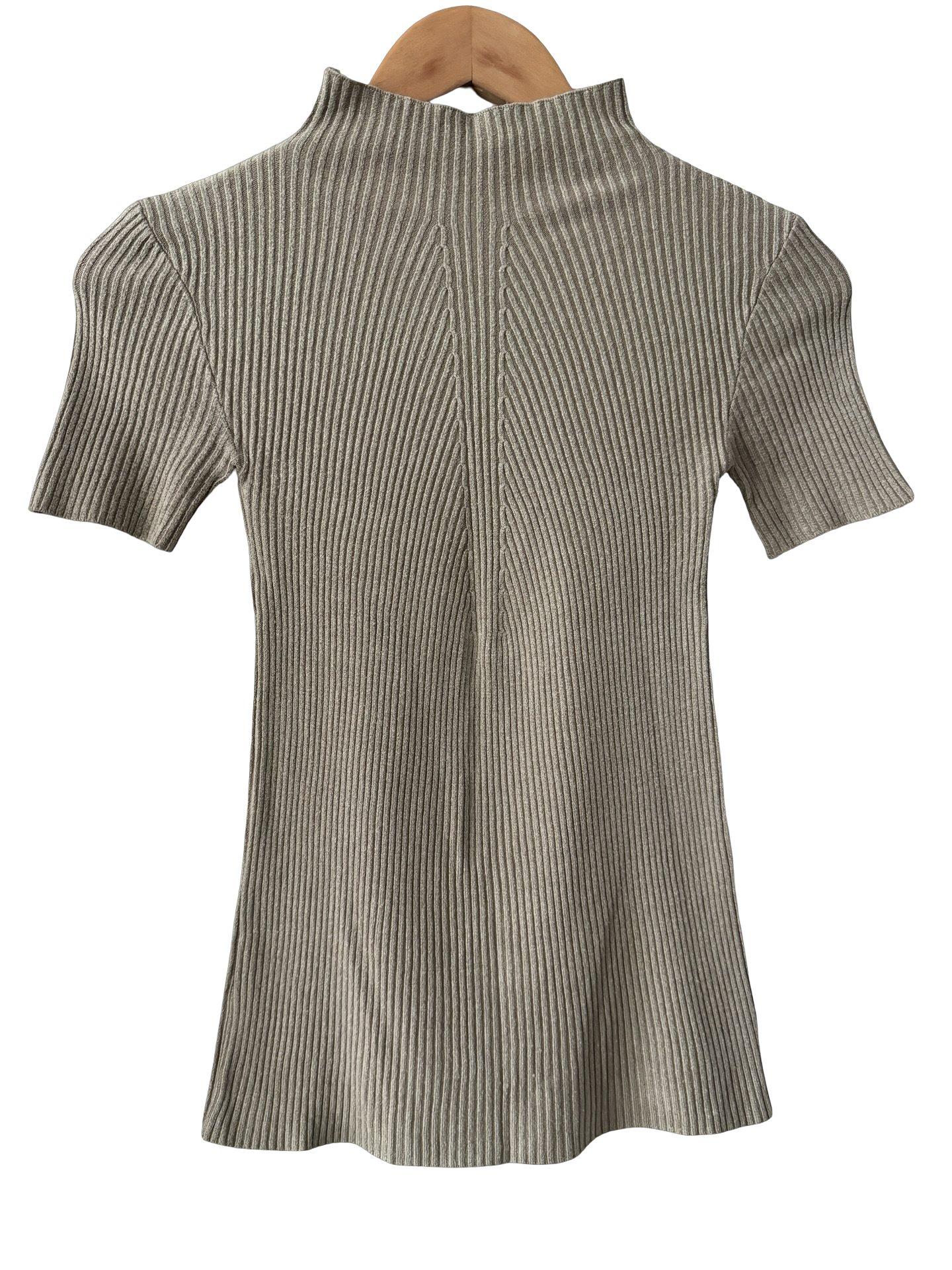 Vintage 90s Oatmeal Sculpted Ribbed Knit Top (XS/S)