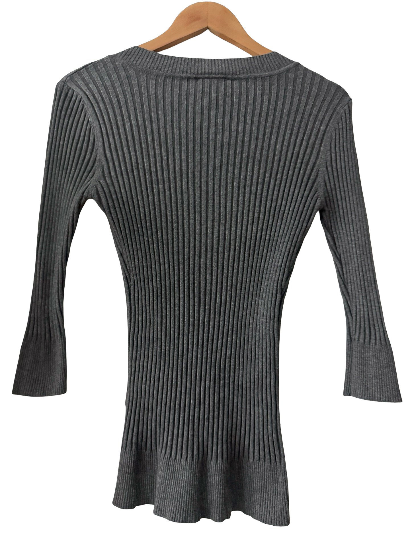 Vintage Y2K Side-Eye Charcoal Ribbed Top (L)