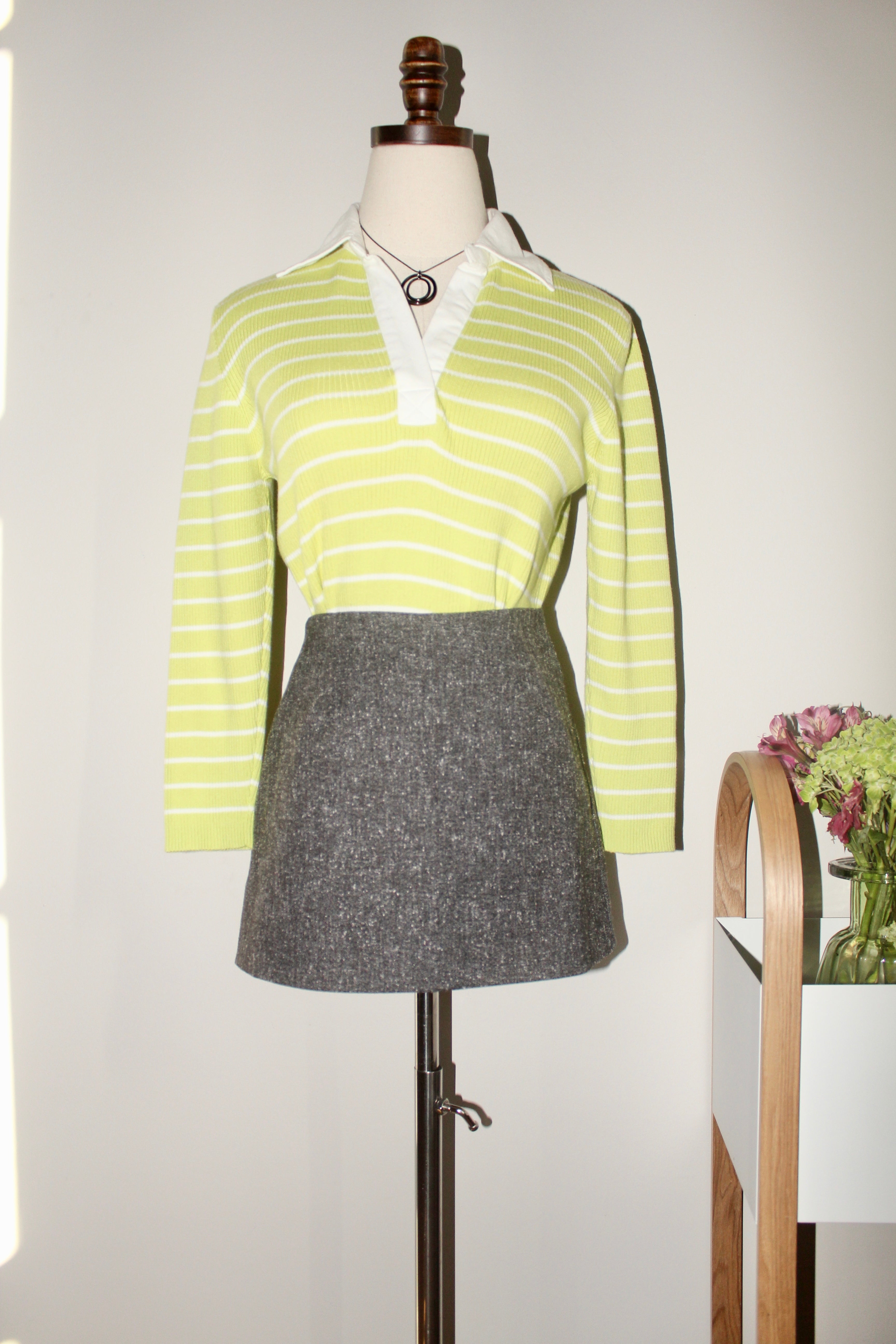 Vintage 90s Stripes Green Collared Polo Knit (M)