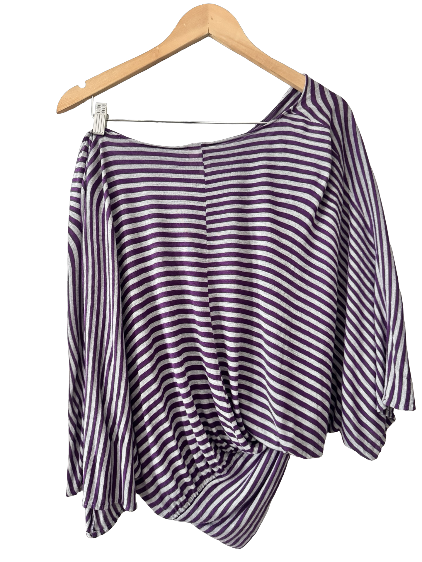 Vintage Y2K Plum Stripe Dolman Knit Tunic Top (L/XL)