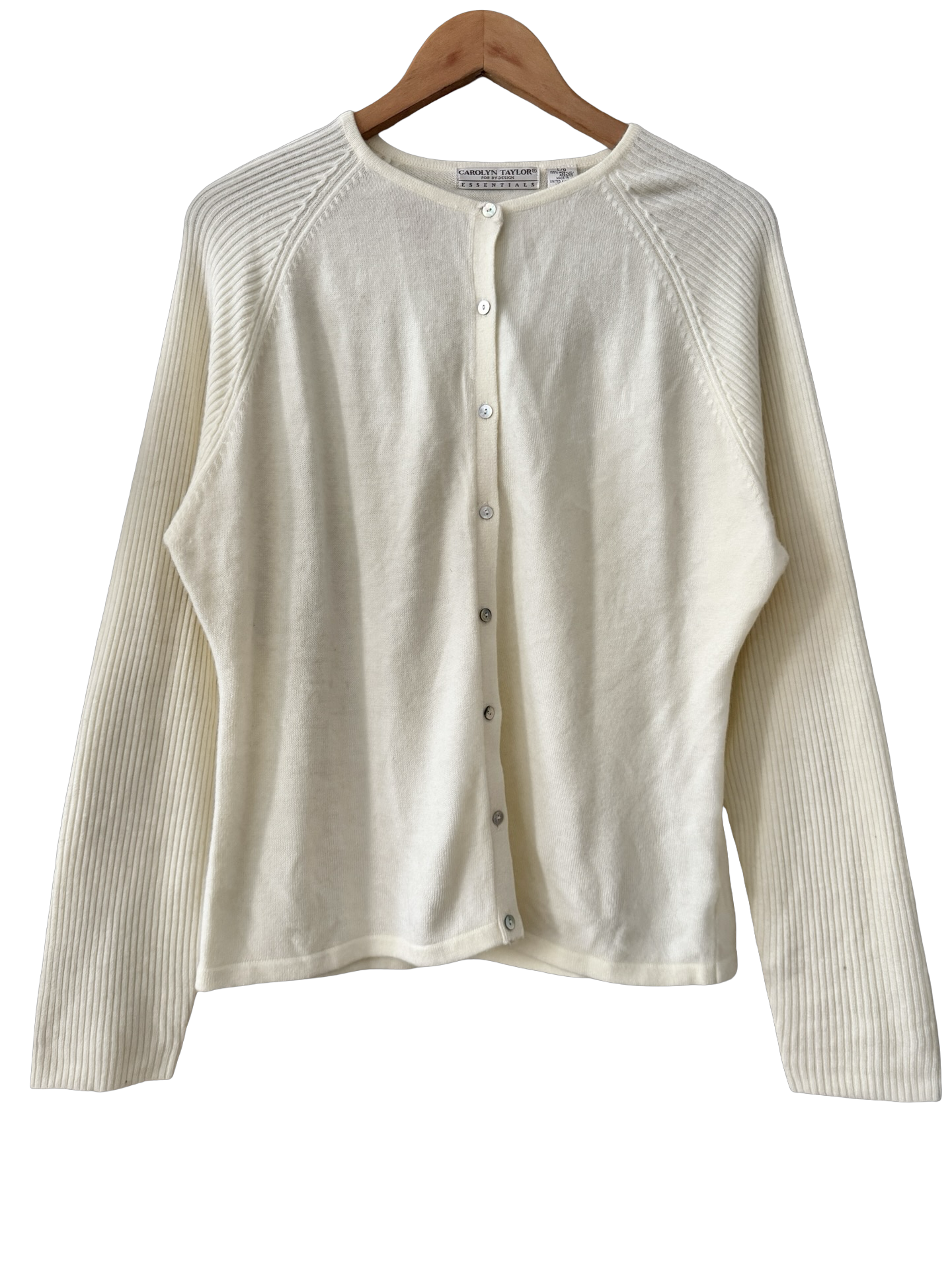 Vintage 90s Ivory Cream Ribbed Knit (L)
