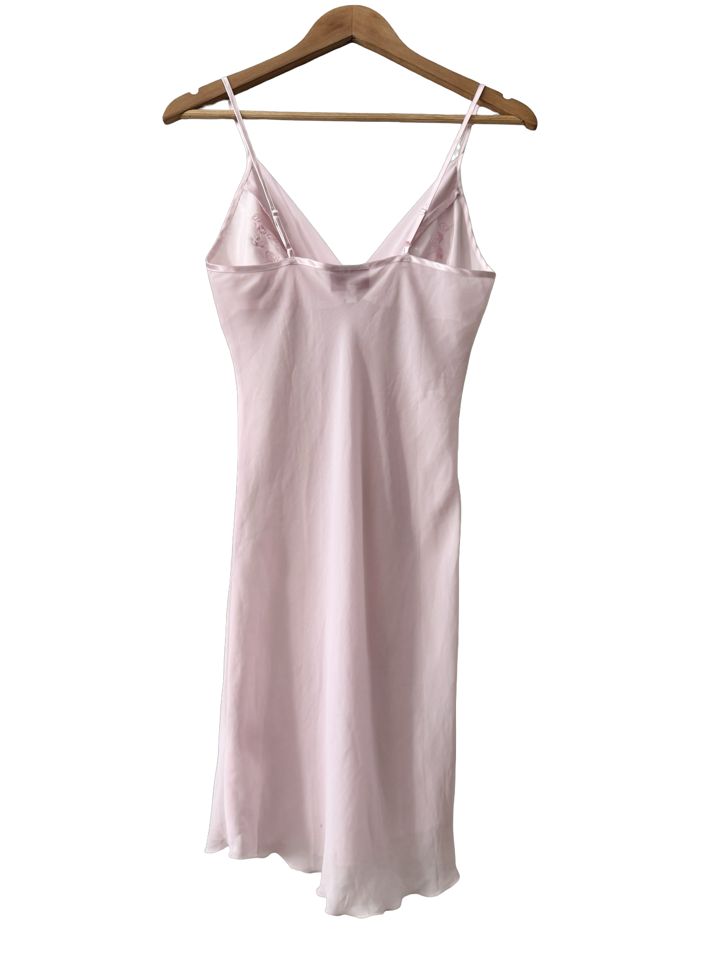 Vintage 90s Bed of Roses Blush Embroidered Tie Slip Dress (S/M)
