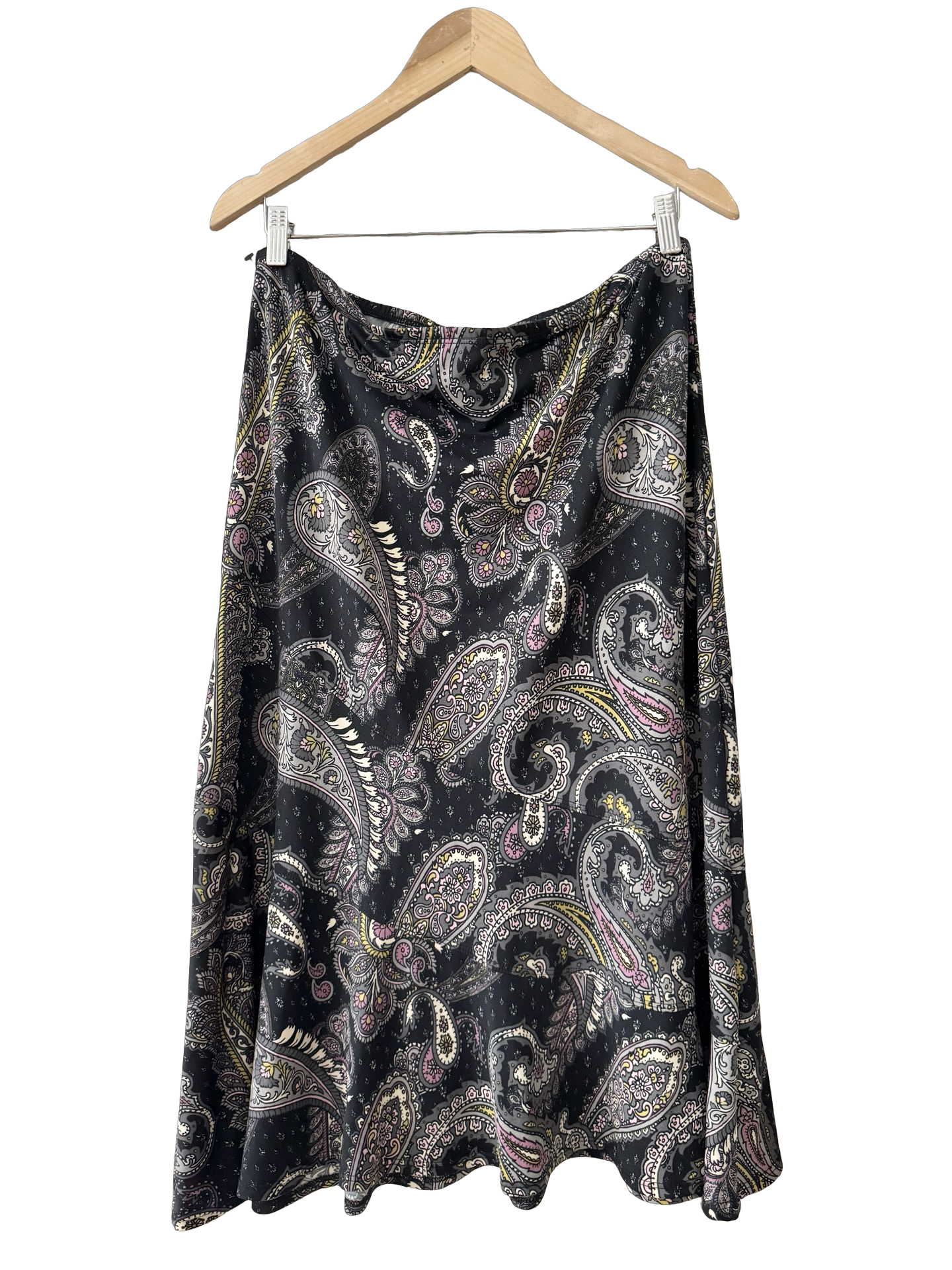 Vintage Y2K Ruffled Midnight Paisley Midi Skirt (M/L)
