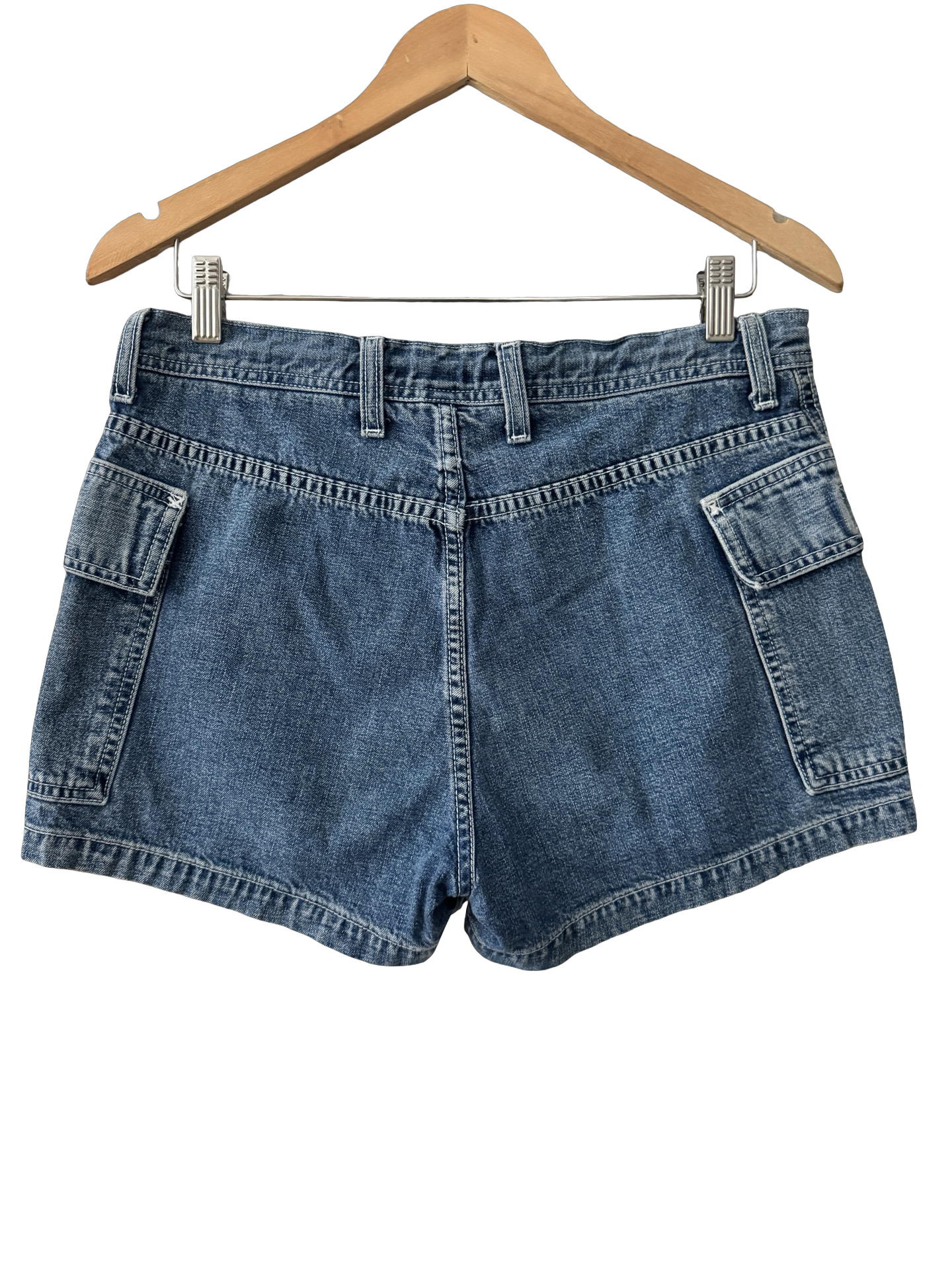 Vintage Y2K Abercrombie Tie-Waist Denim Mom Shorts (M)