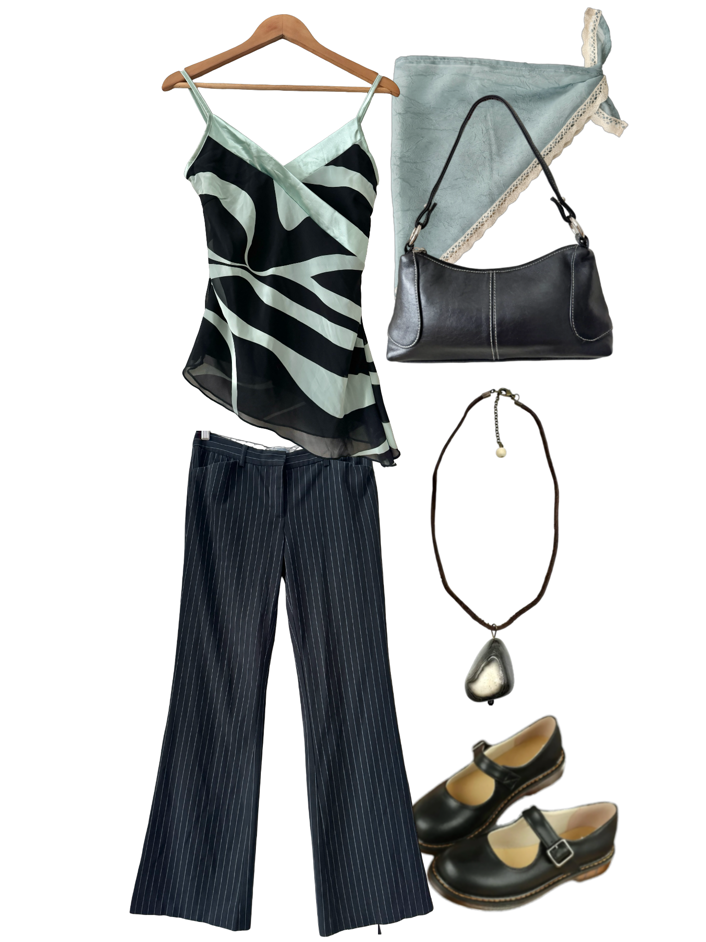 Vintage Y2K Seafoam After Dark Asymmetrical Top (M)