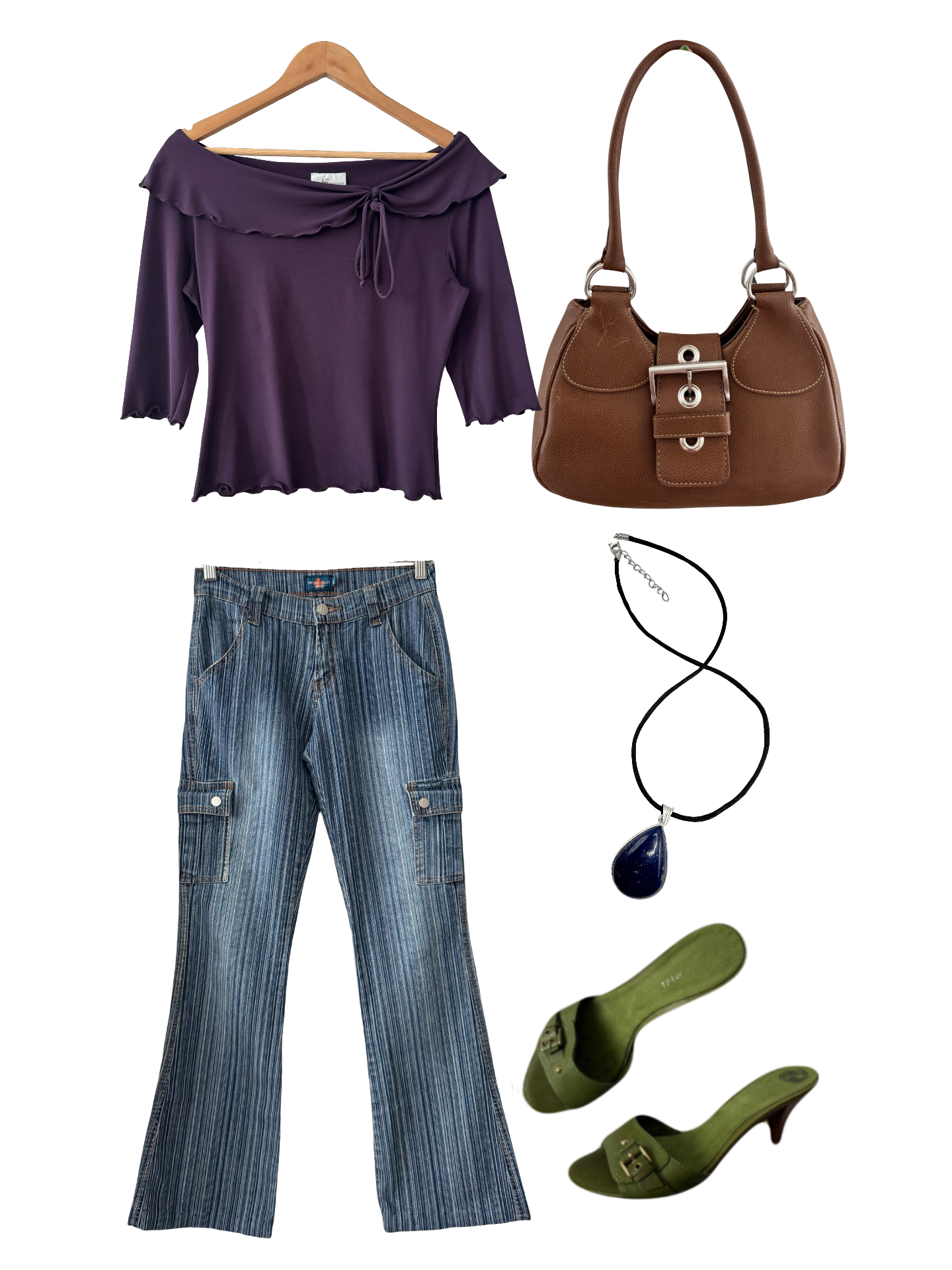Y2K Plum Off-Shoulder Tie Top (L)