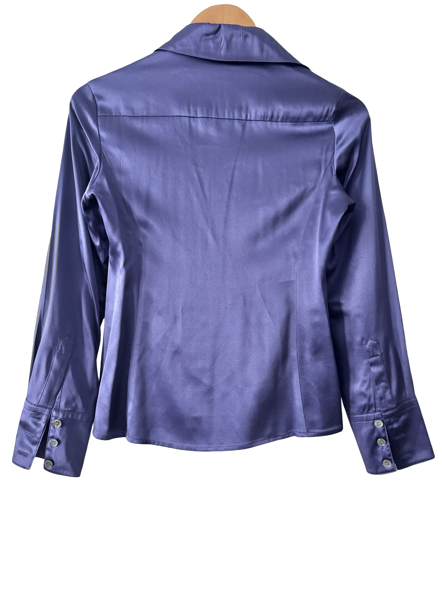 Vintage Y2K Periwinkle Silk Button Up Blouse (S)