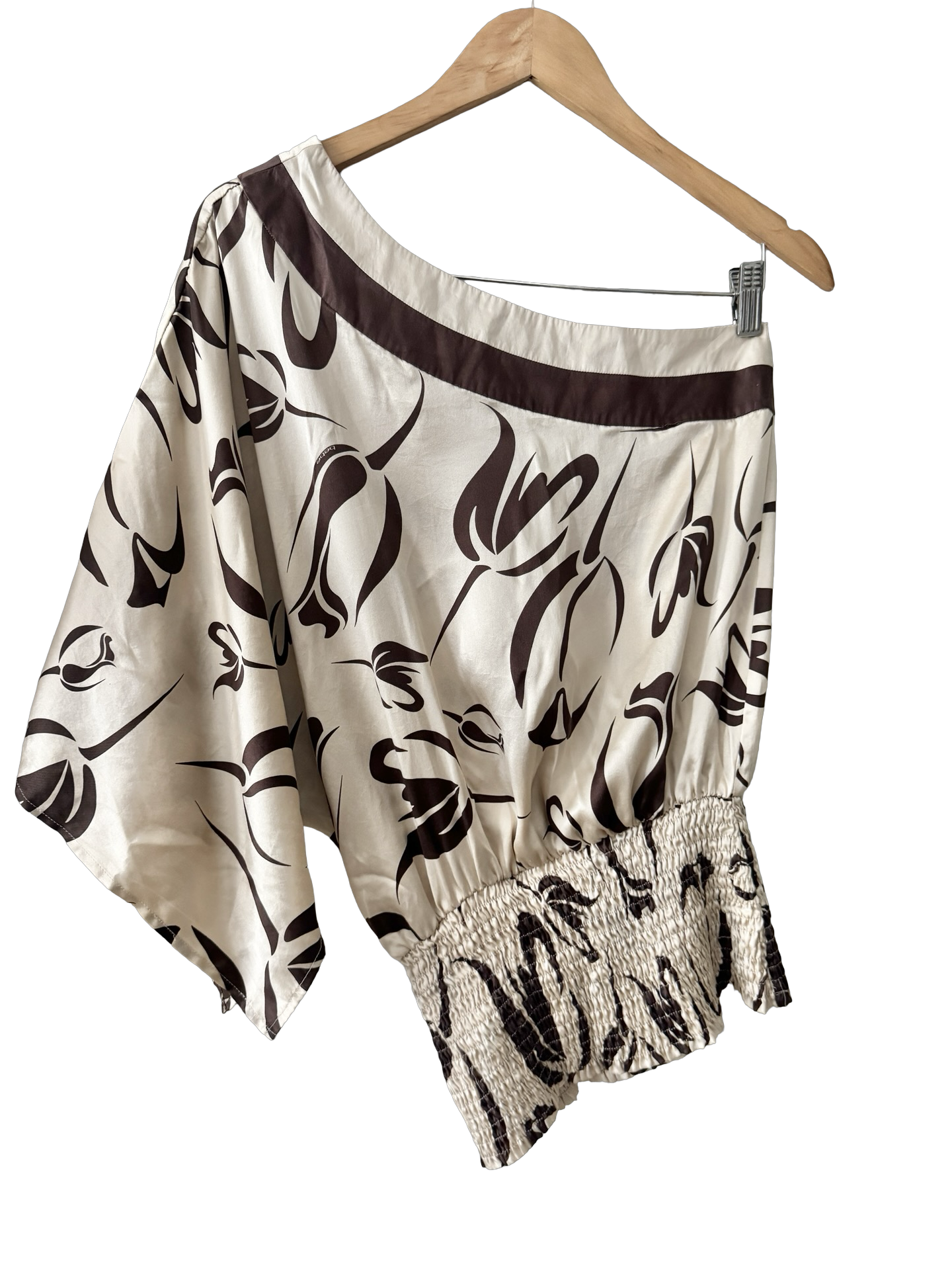 Vintage Y2K BeBe Café Silk  Off Shoulder Blouse (S/M)