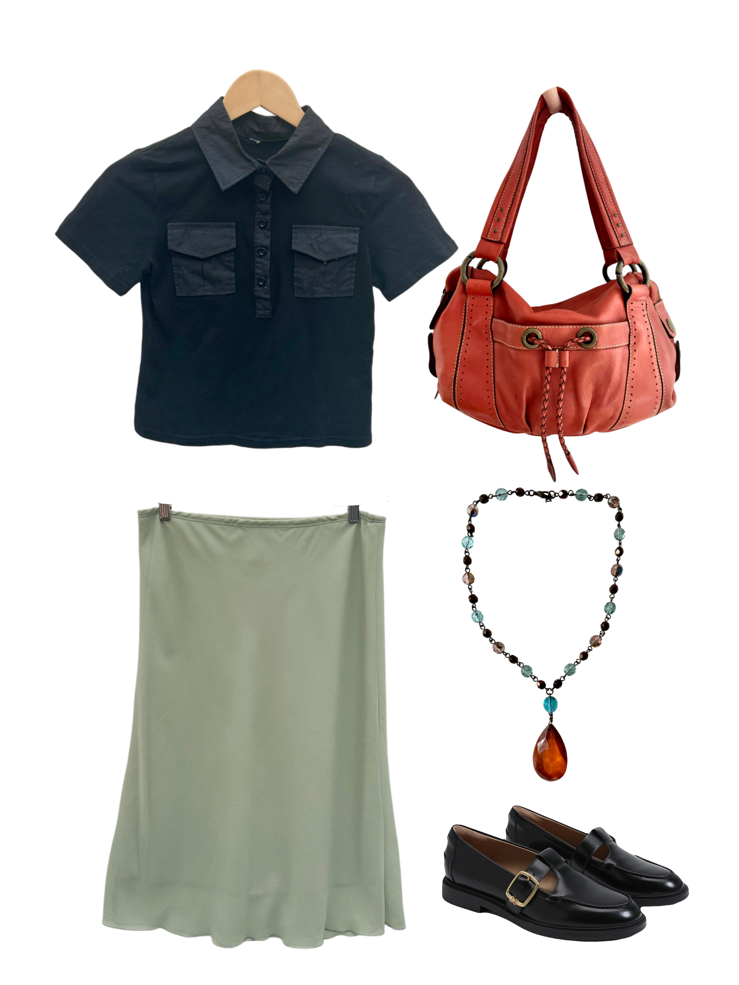 Vintage 90s Dainty Sage Midi Skirt (M/L)