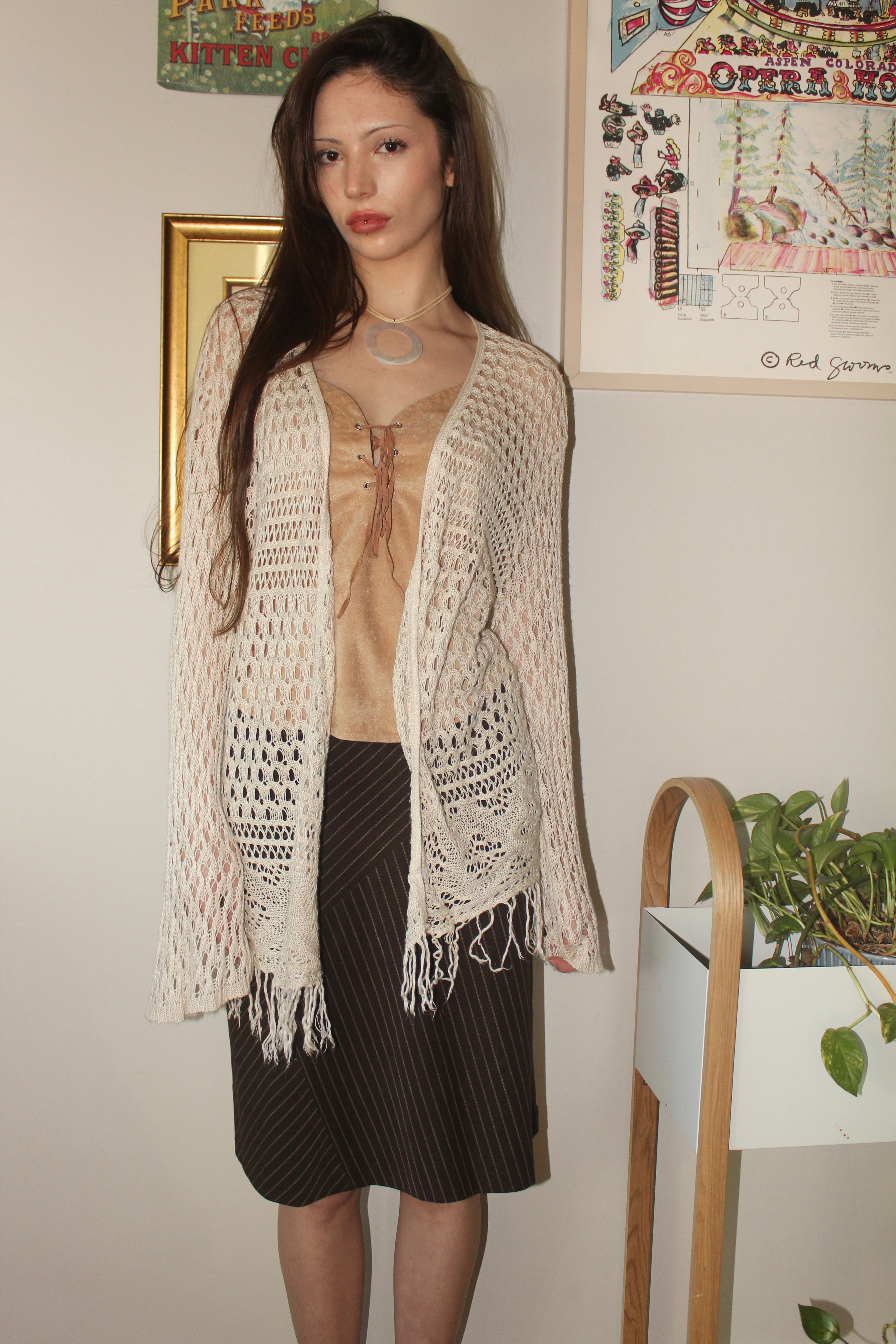 Vintage 90s Fringe Tassel Cardi (M)