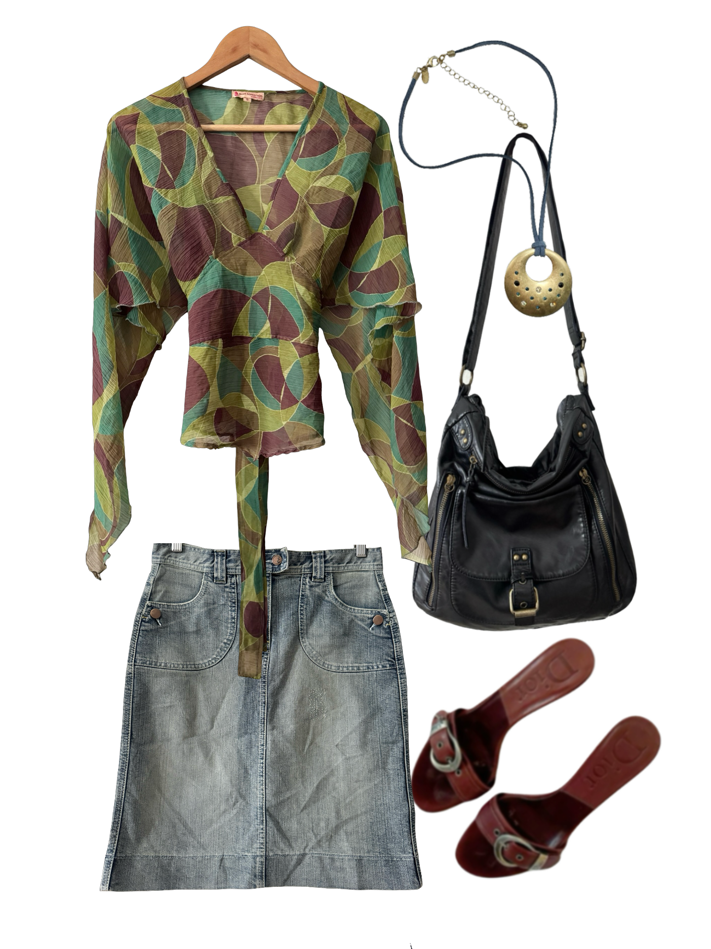 Vintage Y2K Forest Oracle Wrap Top (S/M)