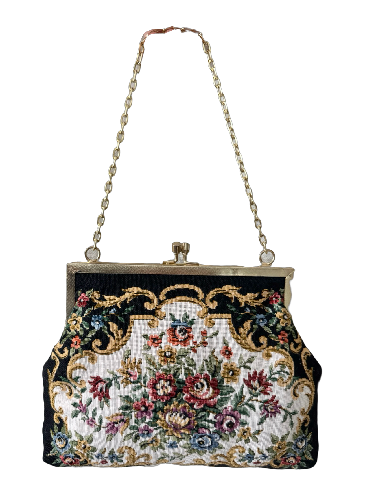 Vintage 50s Midnight Garden Tapestry Bag