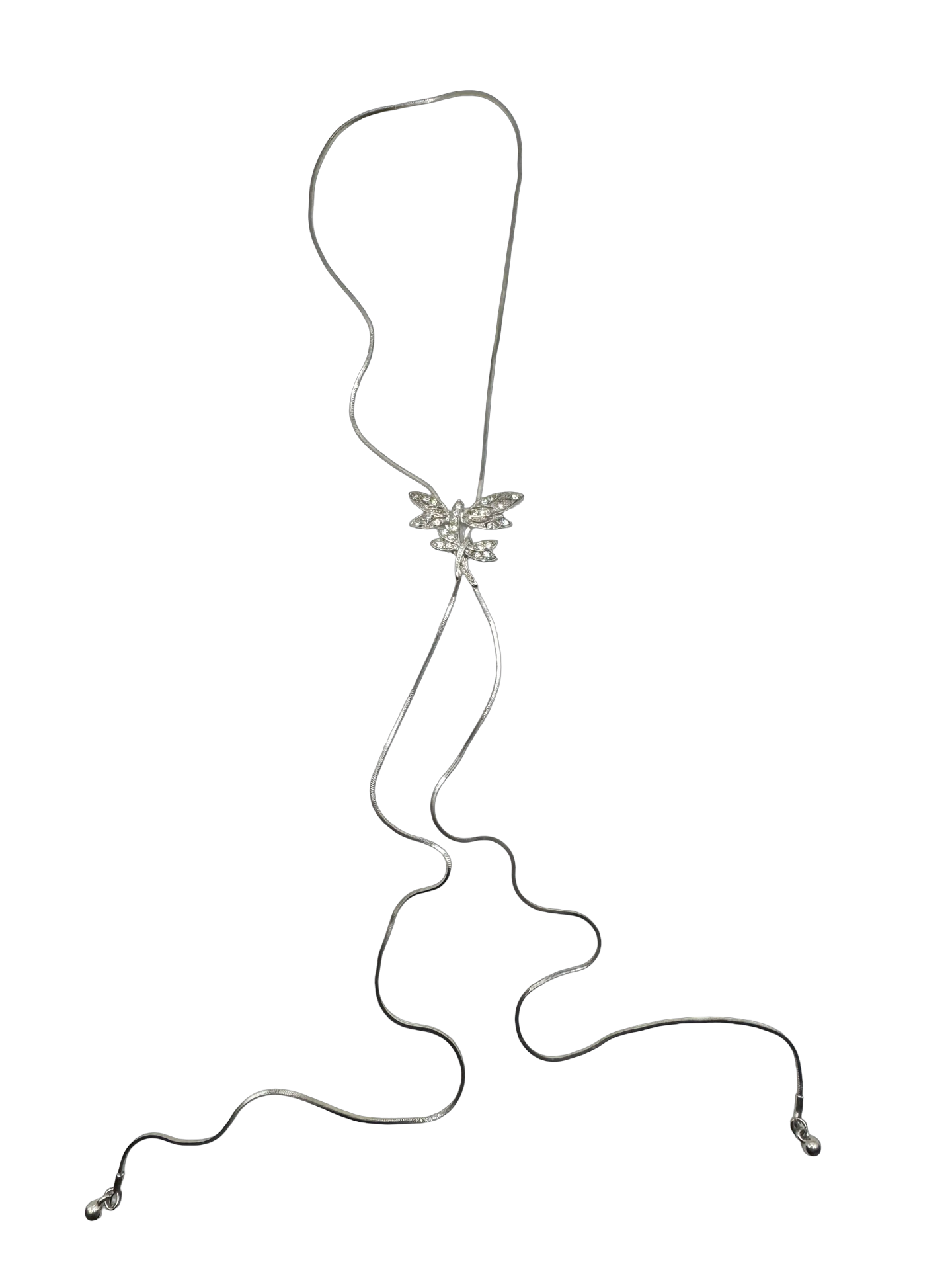 Vintage Y2K Crystal Dragonfly Lariat Necklace