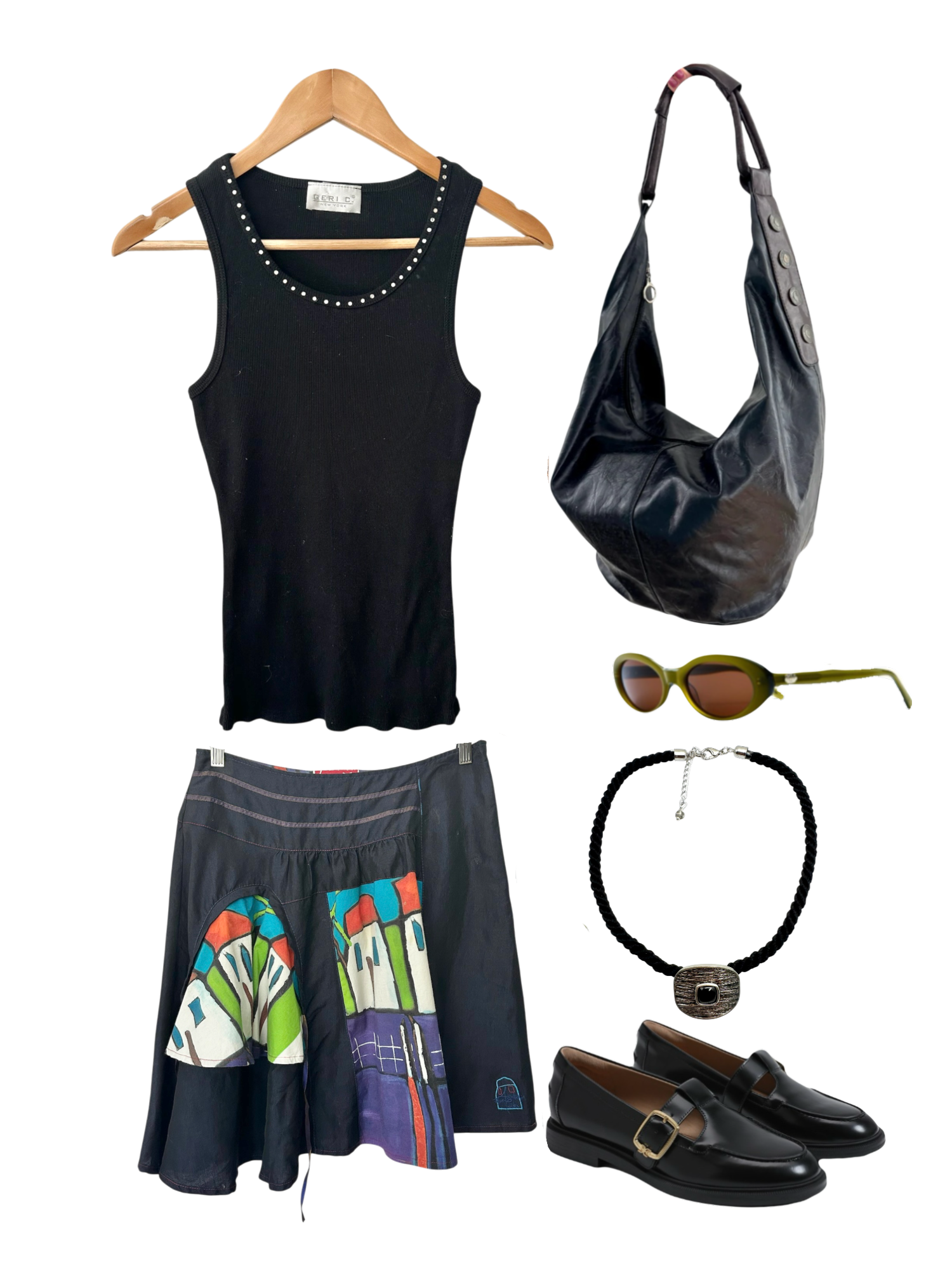 Vintage 90s Artsy Artwork Midi Skirt (M)