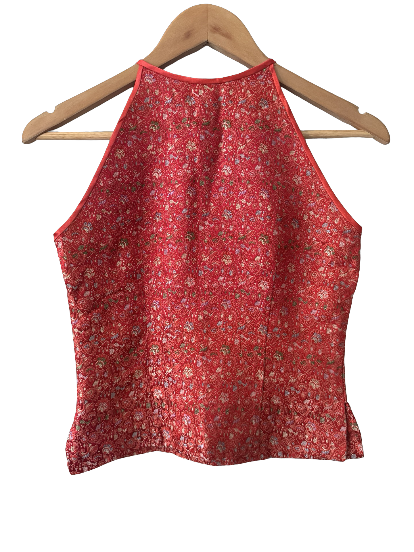 Vintage Y2K Red Brocade Halter Tank (S)