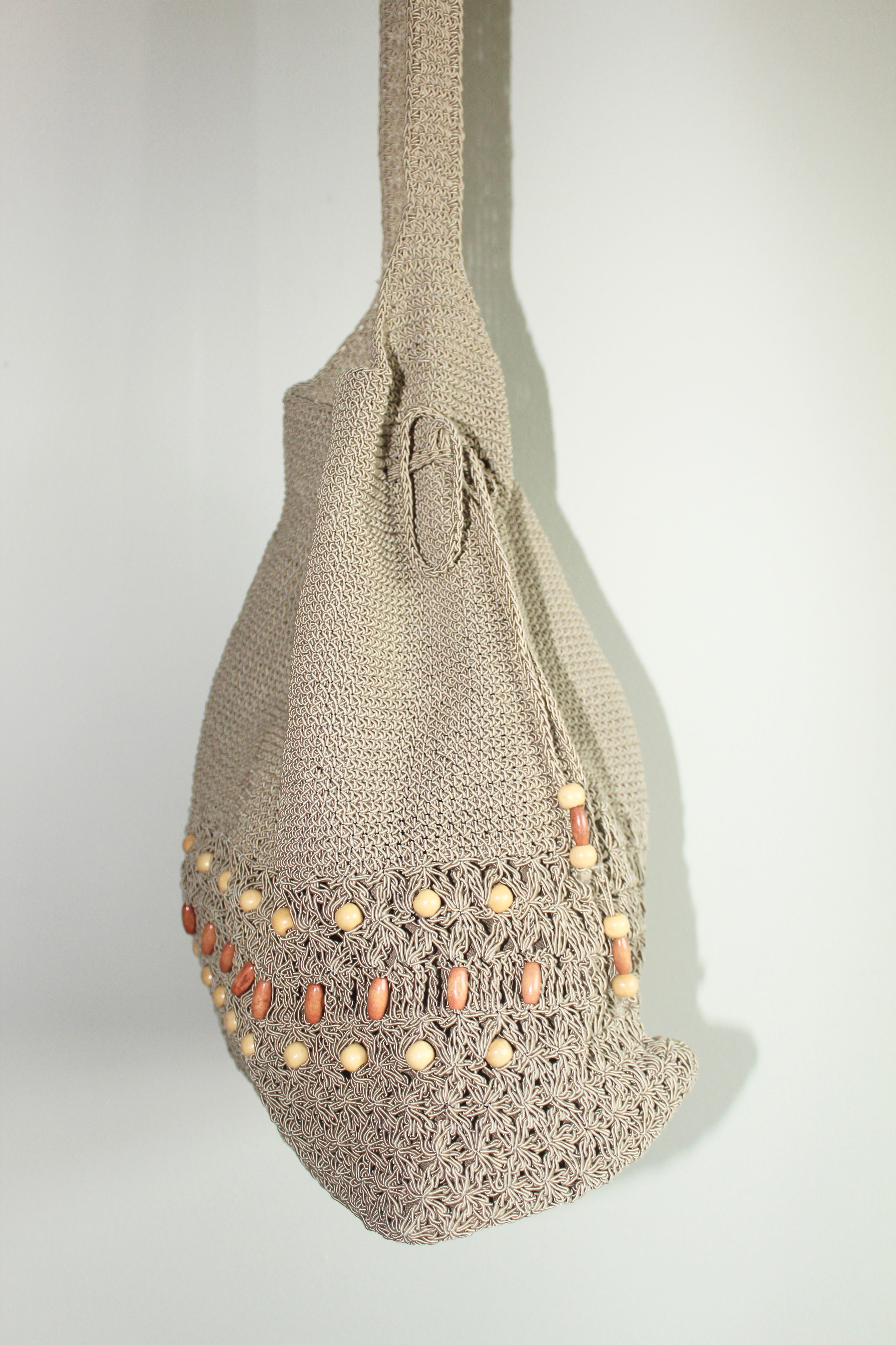 Boho Beaded Knit Tote