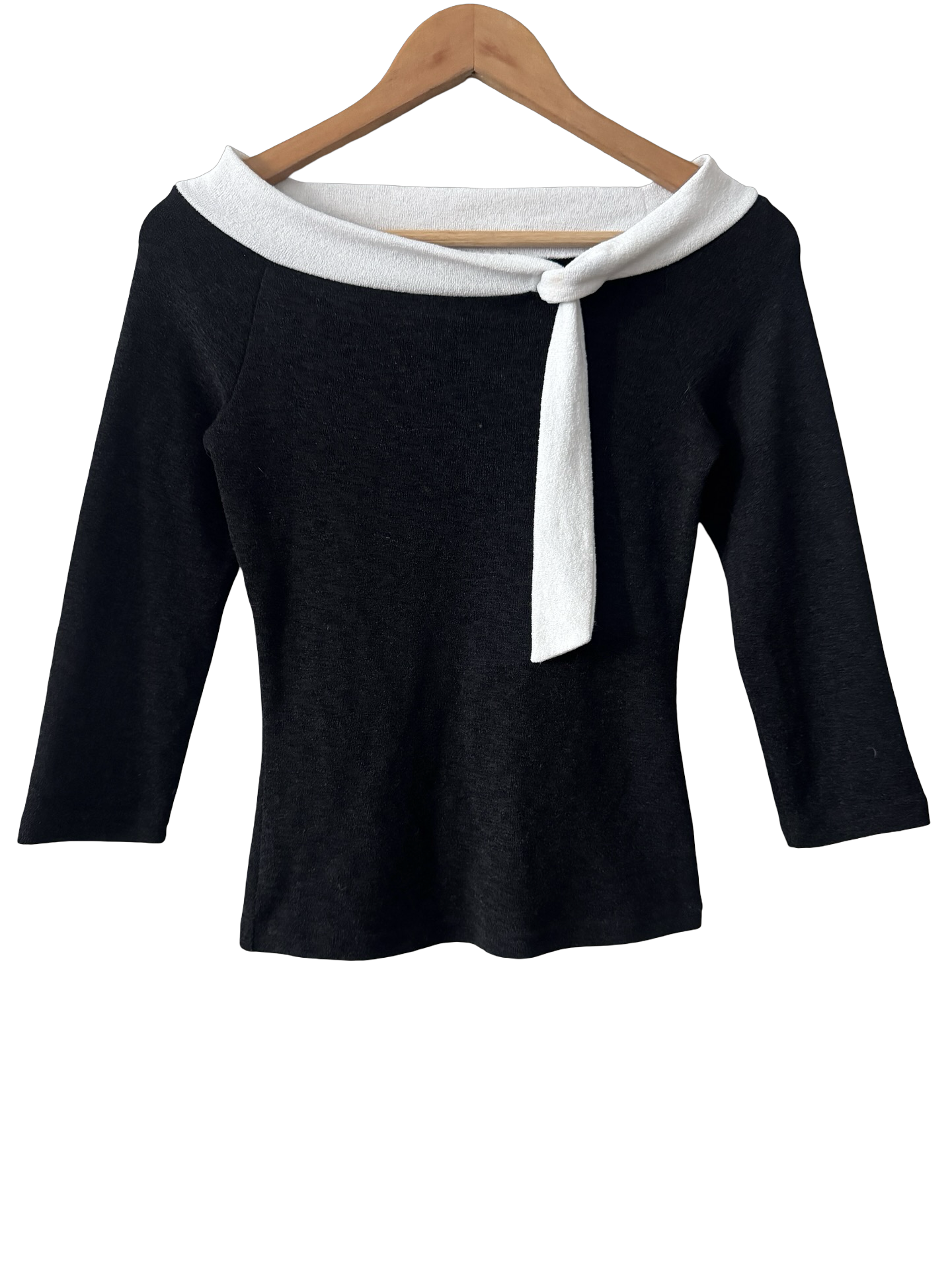 Vintage Y2K Parisian Muse Tie-Neck Knit Top (S)