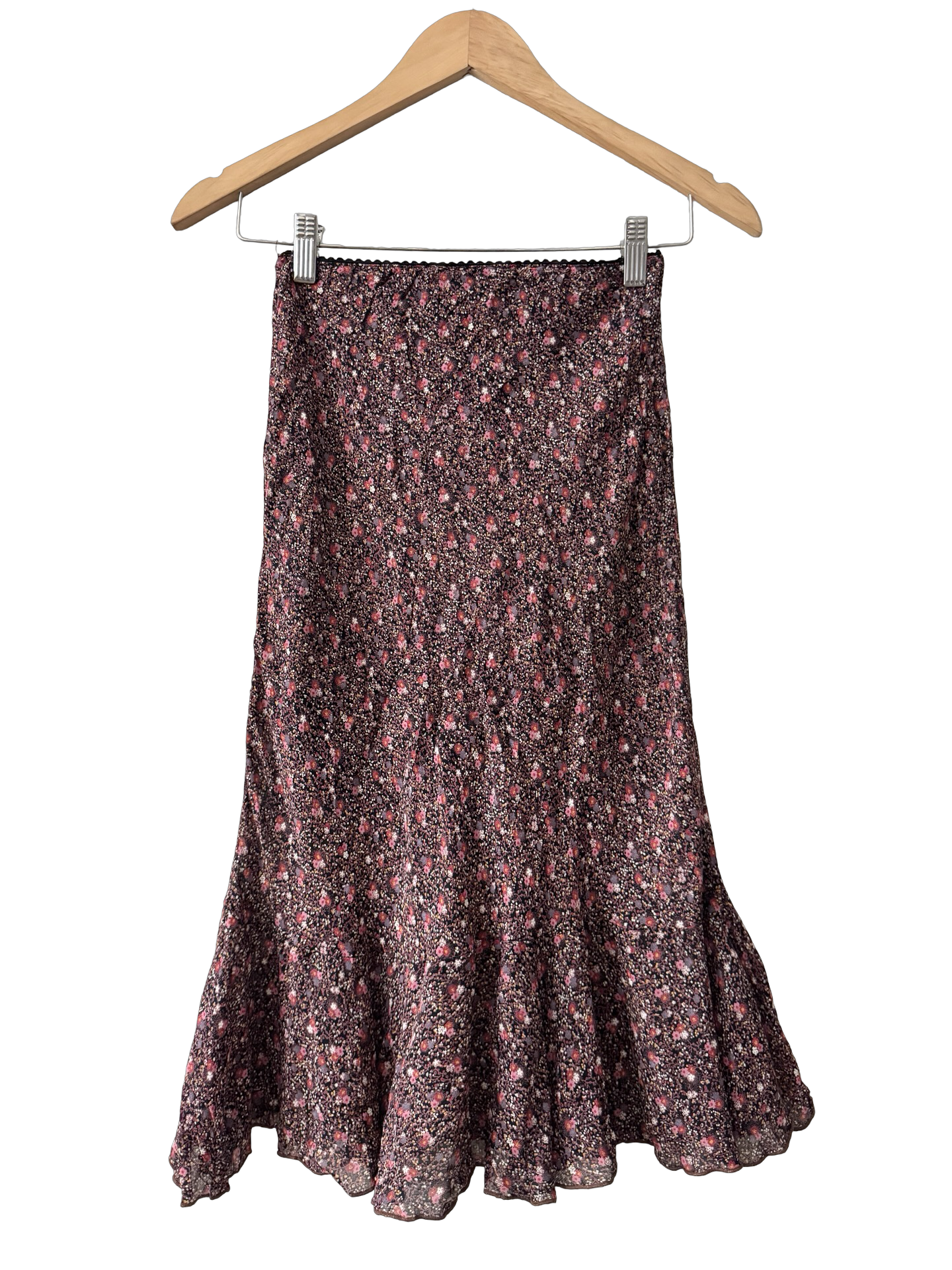 Vintage Y2K Midnight Garden Mesh Midi Skirt (XS)