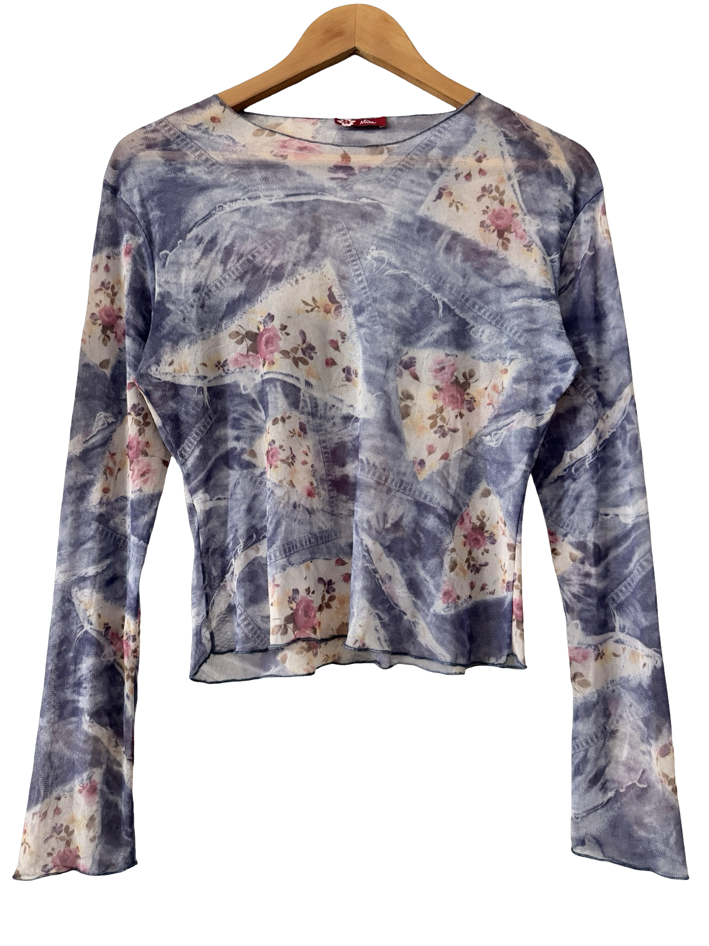 Vintage 90s Faded Roses Mesh Top (M)