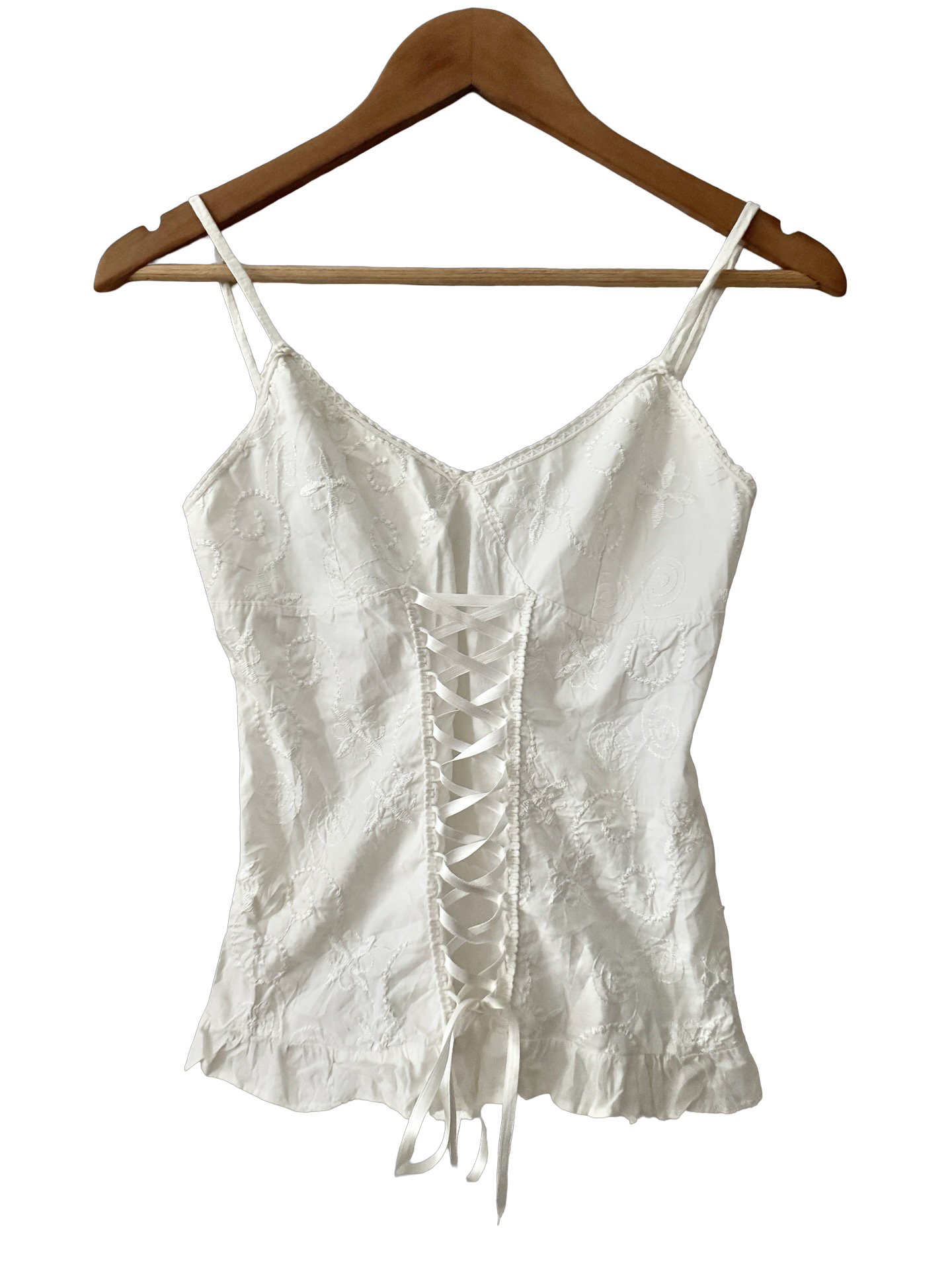 Vintage Y2K Italian Embossed Lace Up Top (S/M)