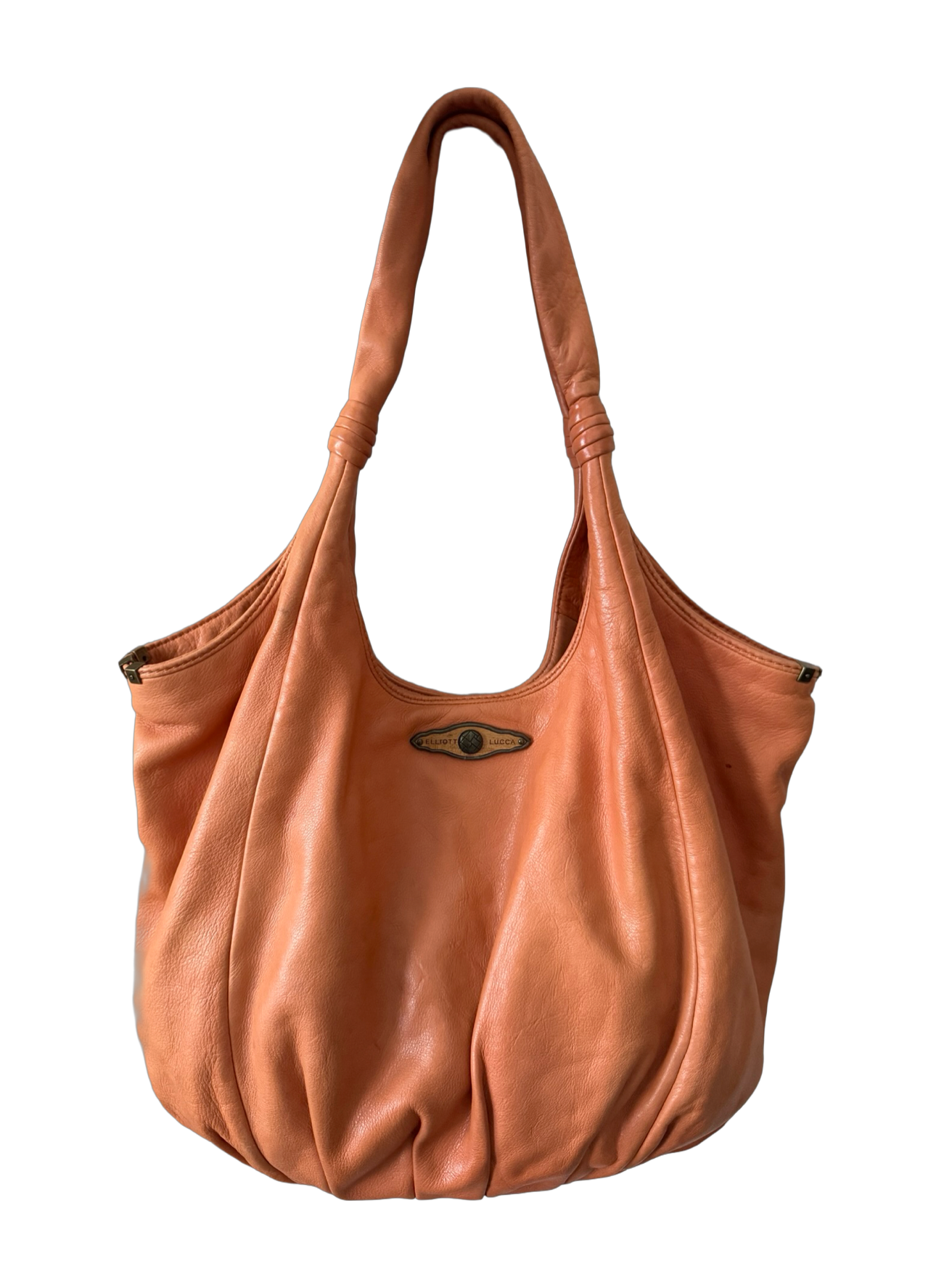 Vintage Y2K Elliott Lucca Apricot Leather Cloud Tote