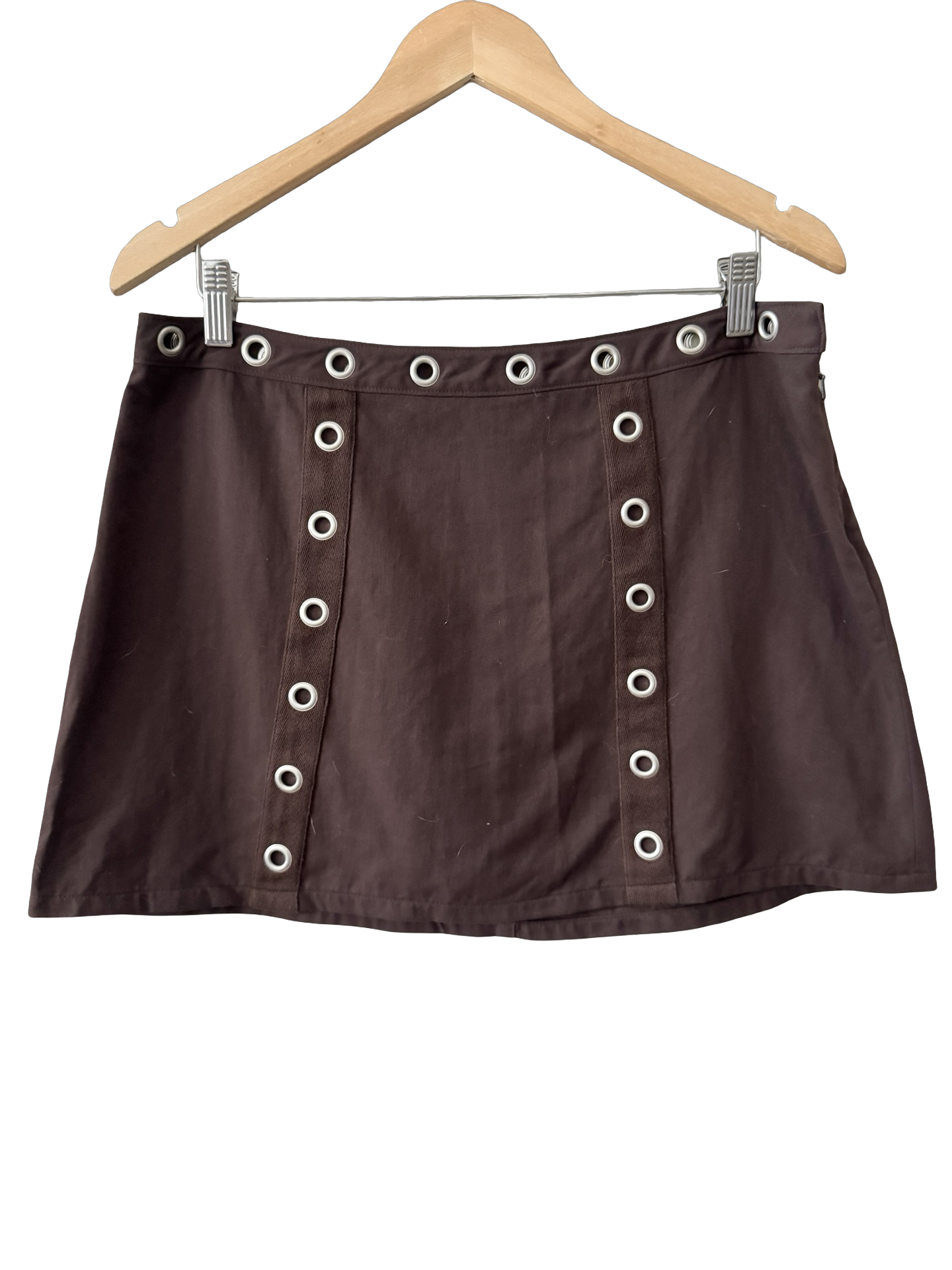 Vintage Y2K Espresso Grommet Mini Skirt (M/L)