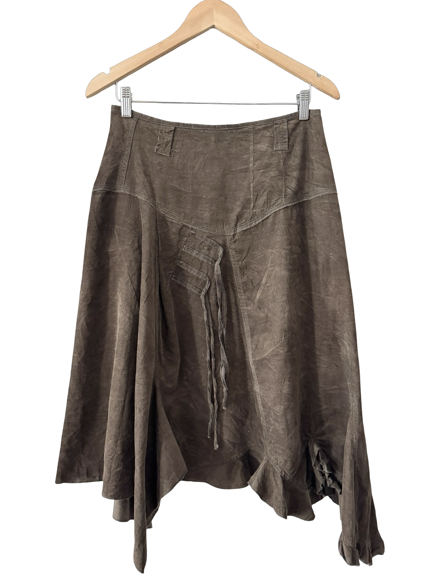 Vintage Y2K European Cocoa Cascade Skirt (S/M)