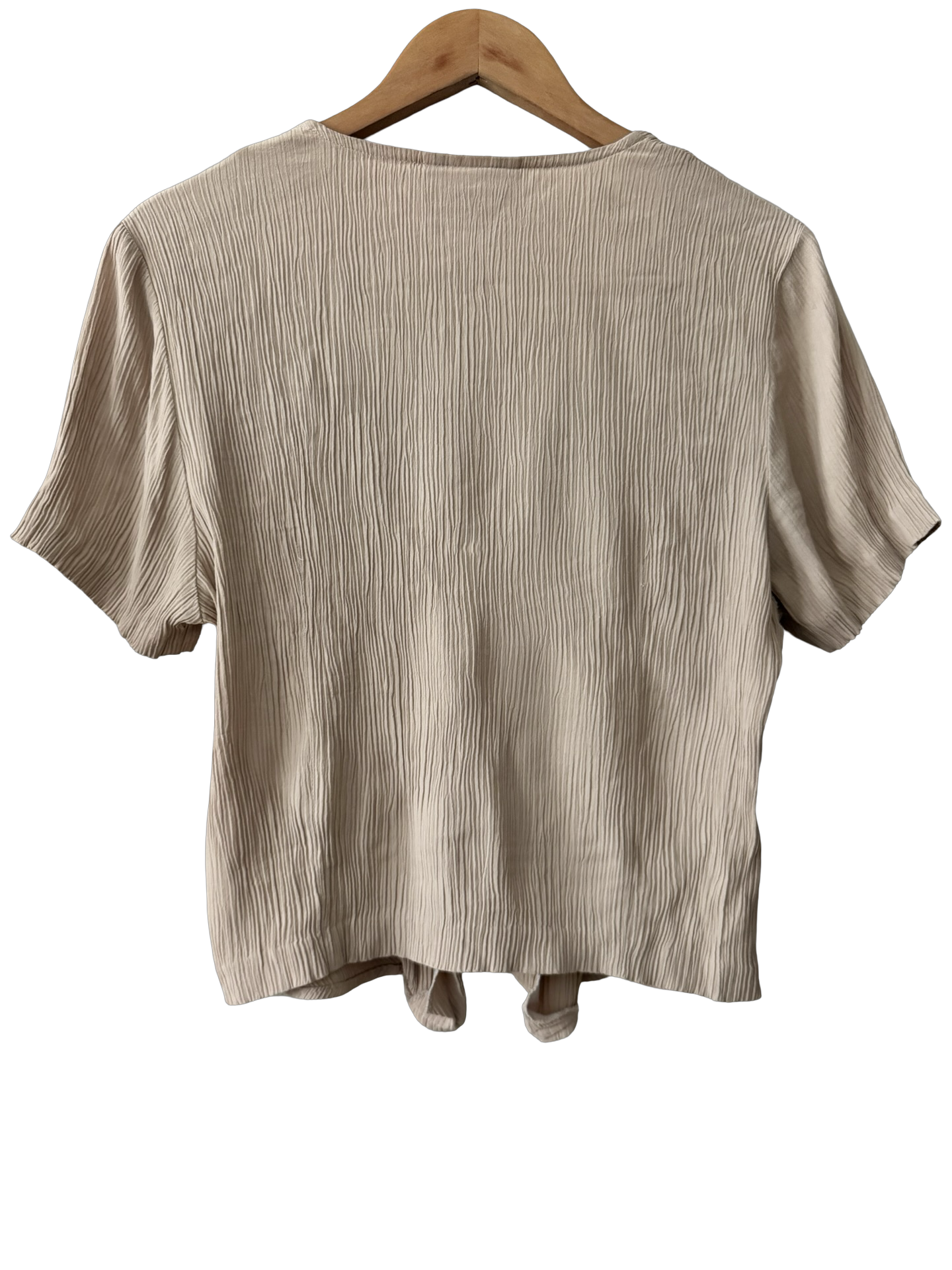 Vintage 90s Cream Crinkle Button-Up Blouse (M/L)