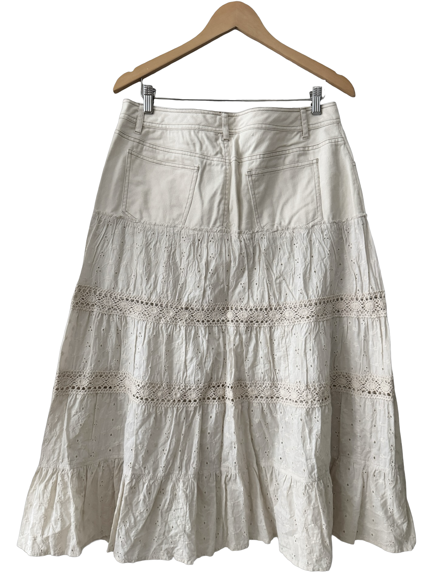 Vintage 90s Prairie Girl Cotton Midi Skirt (M)