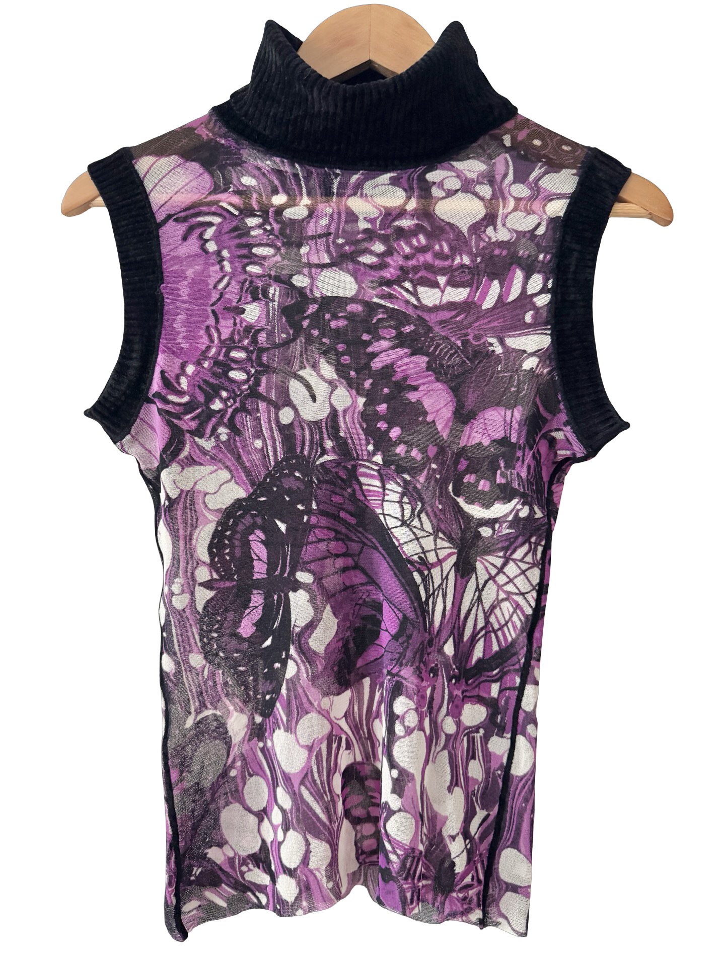 Vintage Jean Paul Gaultier Violet Butterfly Mesh Top (M)