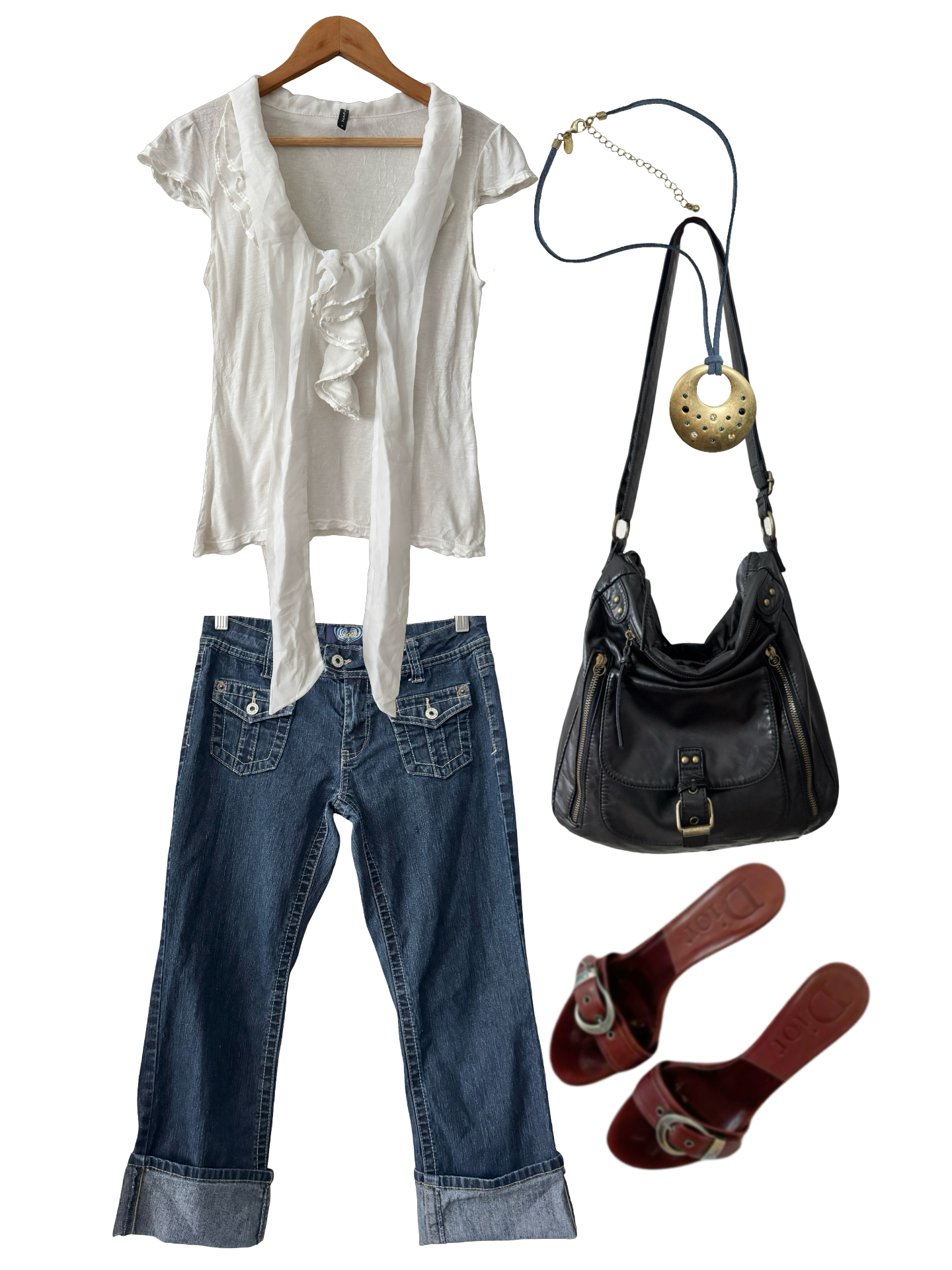 Vintage Y2K Cloud Ruffle Top (M)