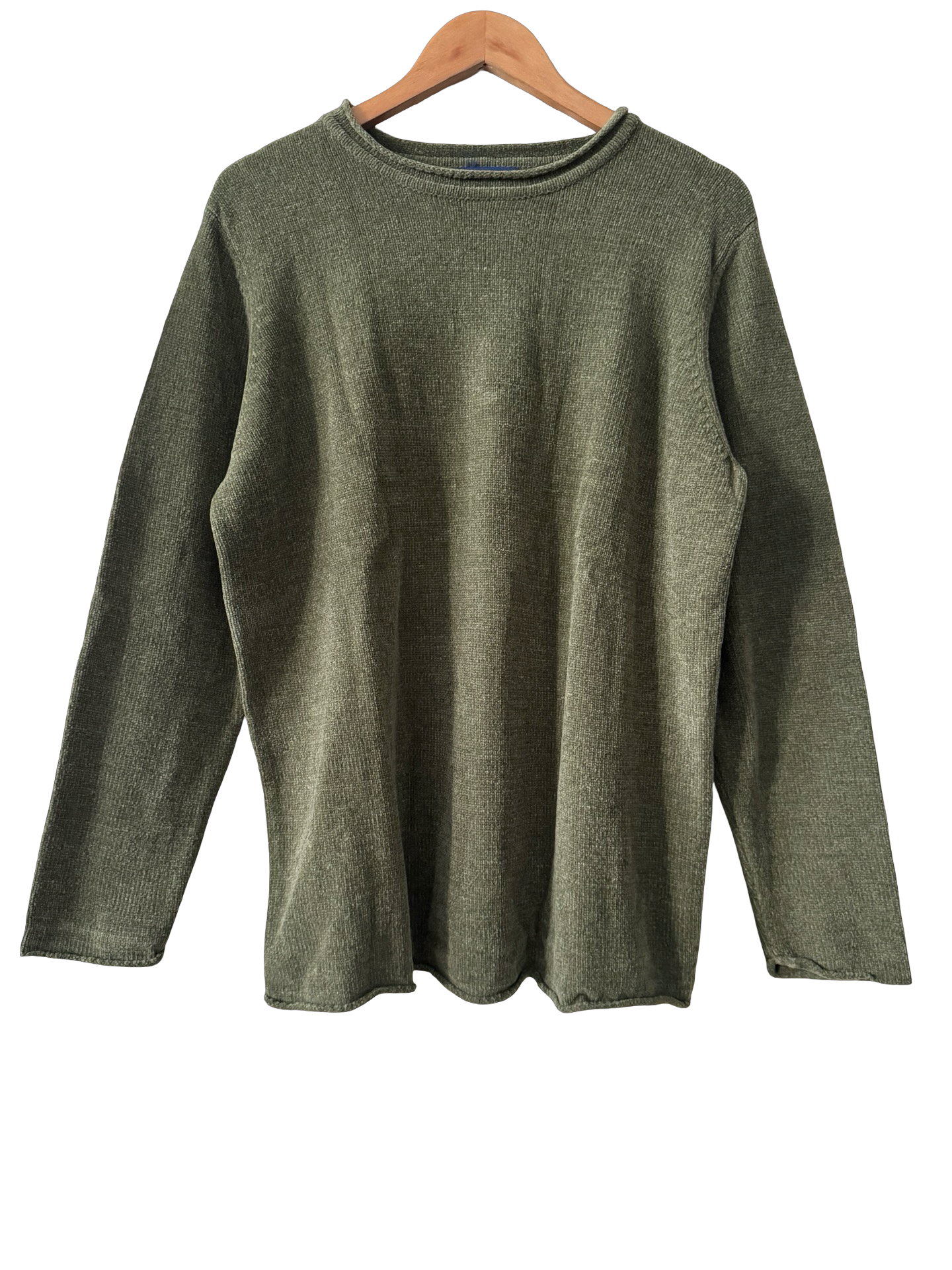 Vintage Y2k Moss Green Minimalist Knit Sweater (L)
