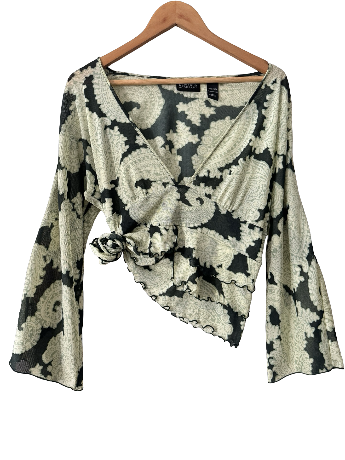 Vintage 90s Floral Emerald Fairy Gauzy Top (L-XL)