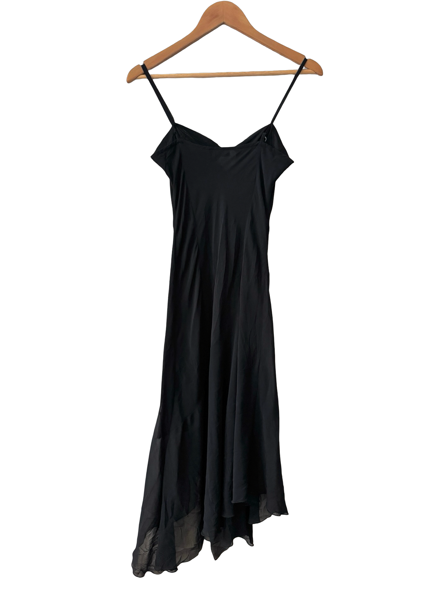 Vintage 90s Parisian Black Asymmetrical Slip Dress (S)