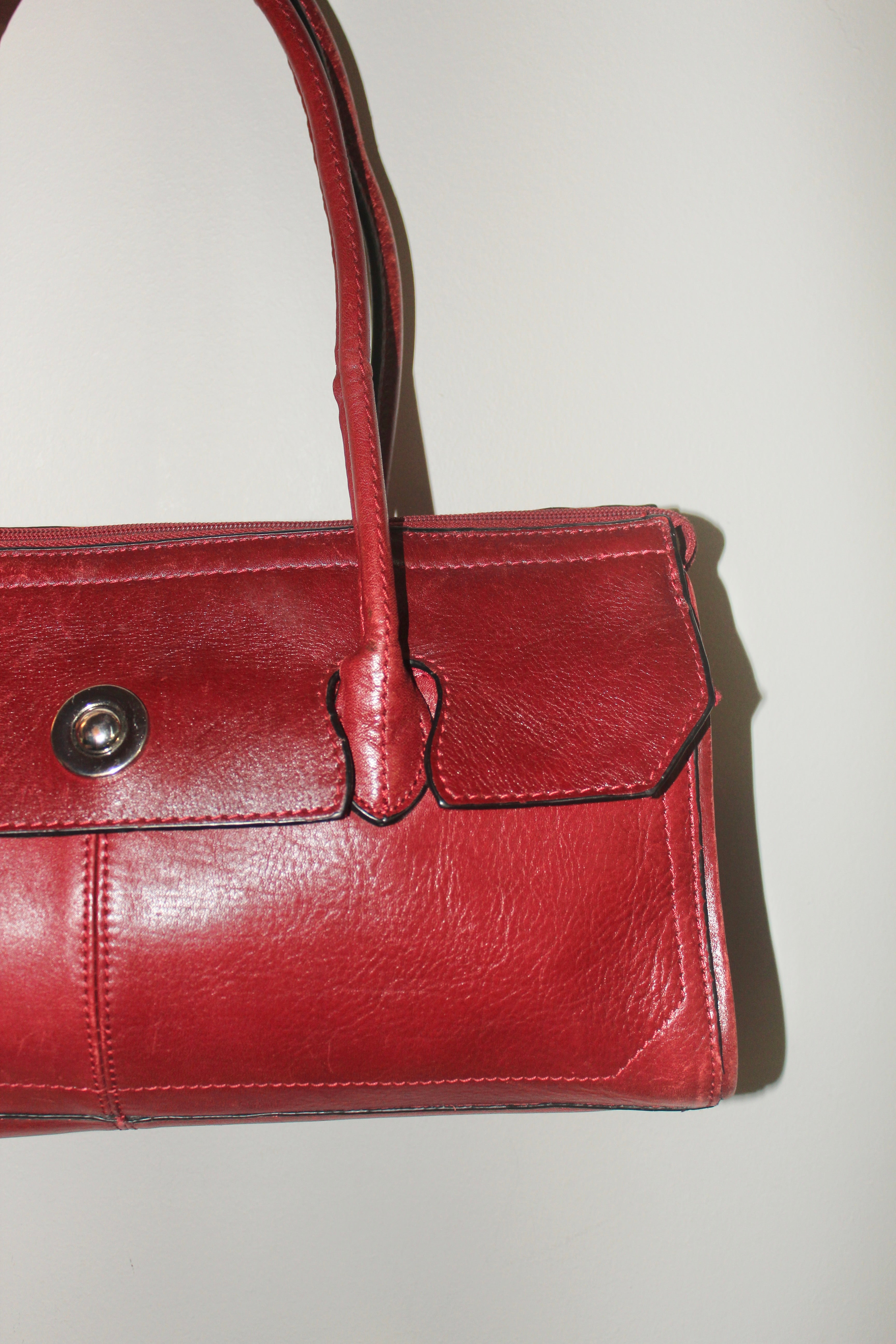 Vintage Cherry Red Leather Purse