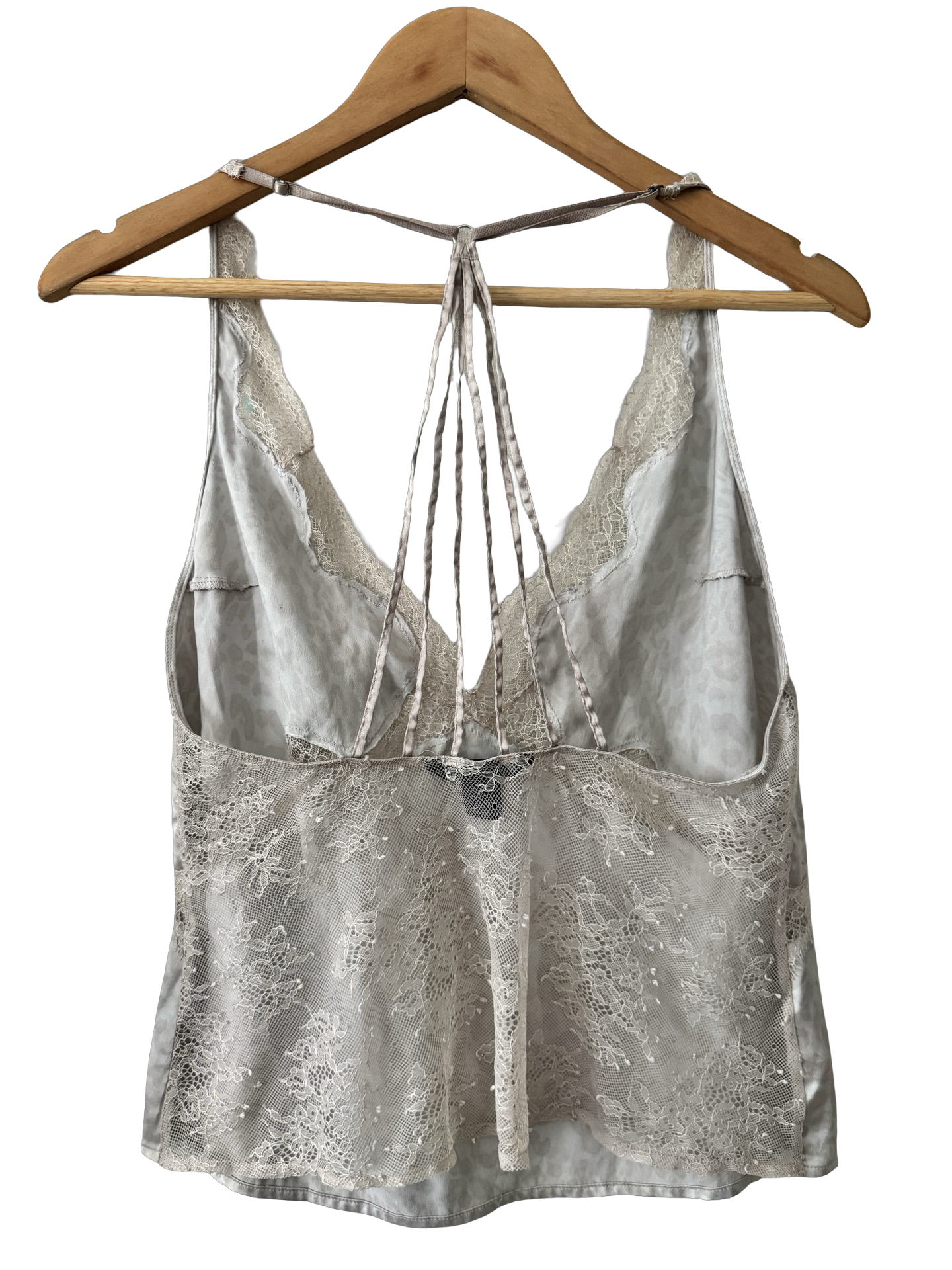 Vintage Victoria's Secret Dove Satin Leopard Lace Cami (M/L)