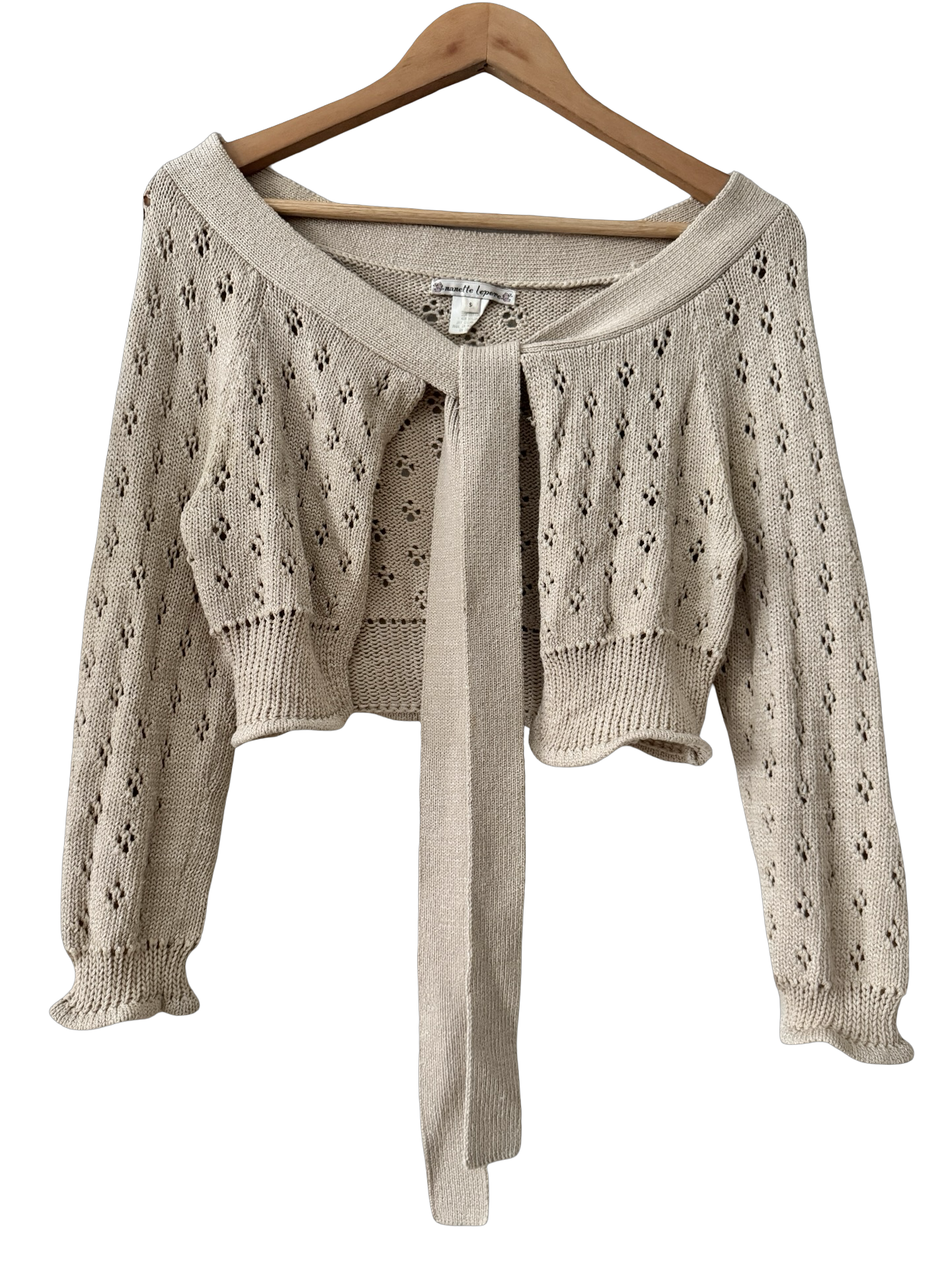 Vintage 90s Nanette Lapore Cropped Tie Knit Top (S)