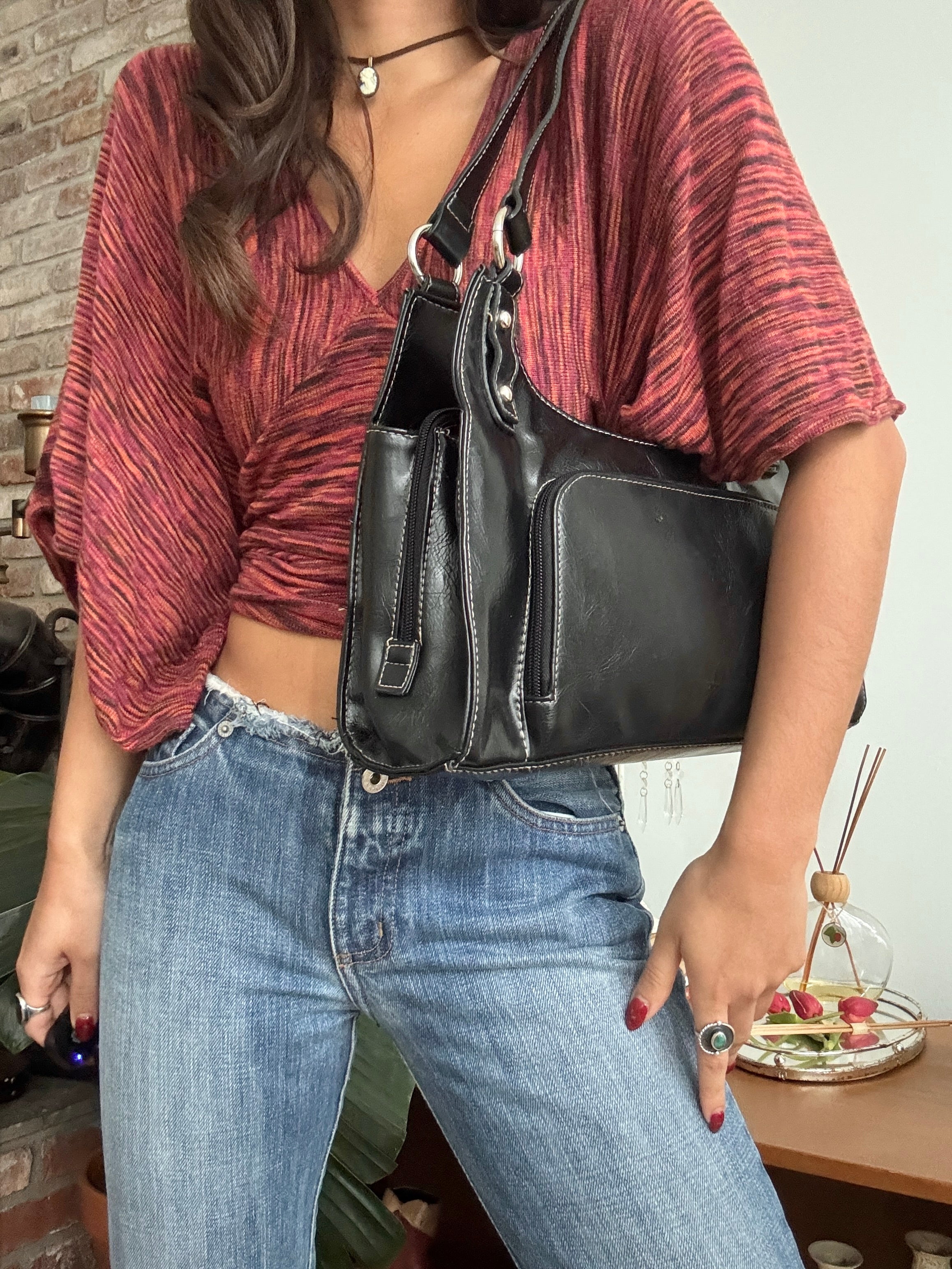 Vintage Y2K Downtown Black Pocket Bag