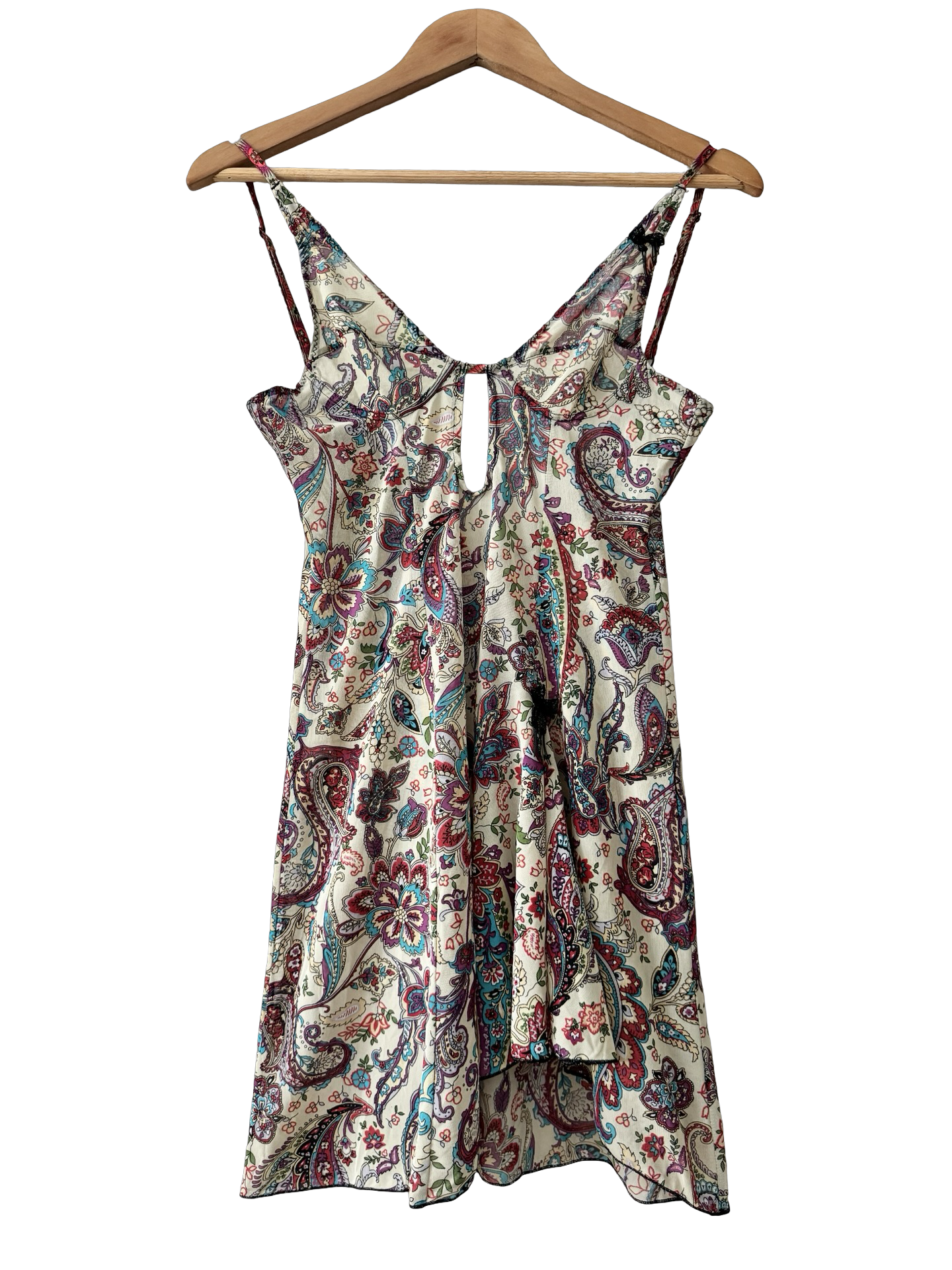 Vintage Y2K Bohemian Paisley Tie Mini Dress (S)
