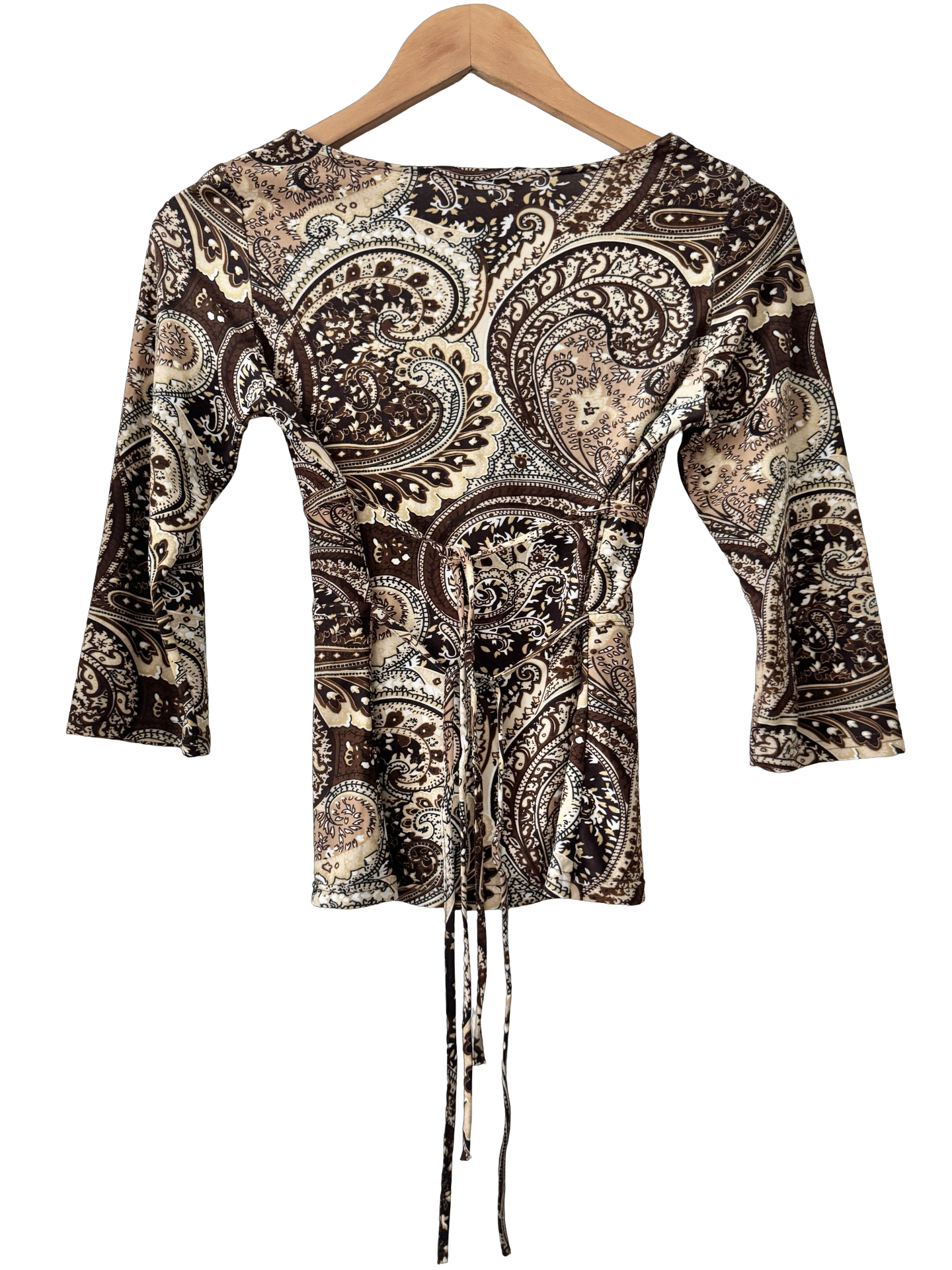 Vintage 90s Espresso Paisley Tie Top (S)